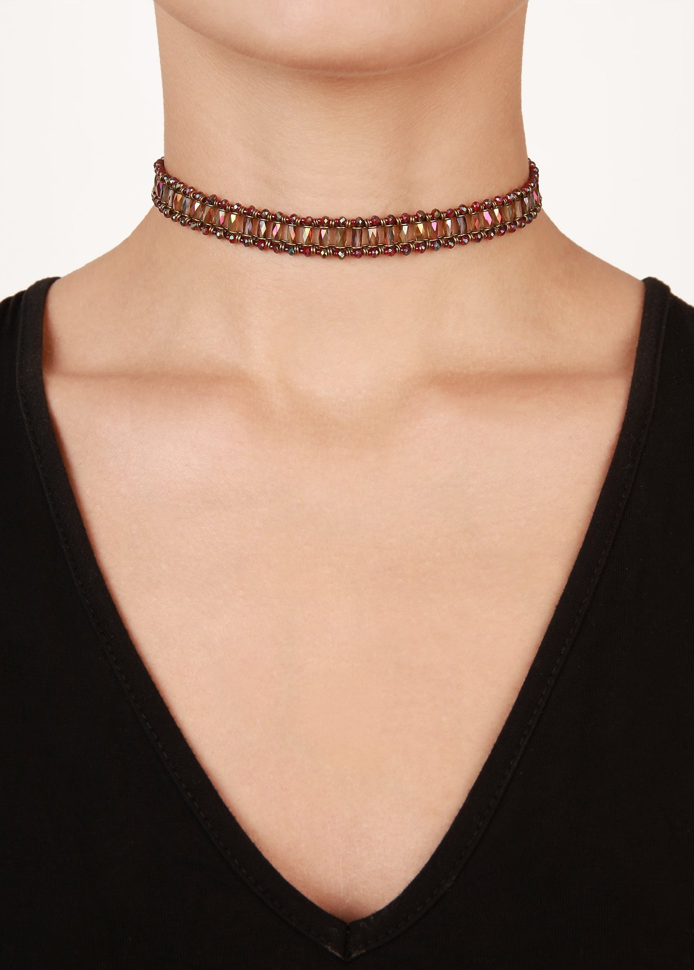 image for Necklace Choker Dutchess Brown / Yellow  