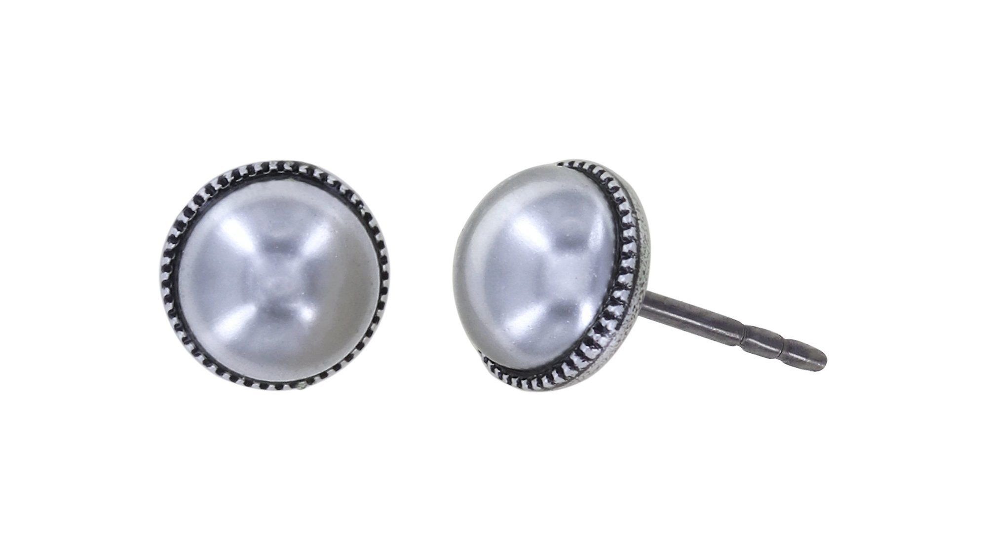 image for Earring stud Pearl Shadow Grey  