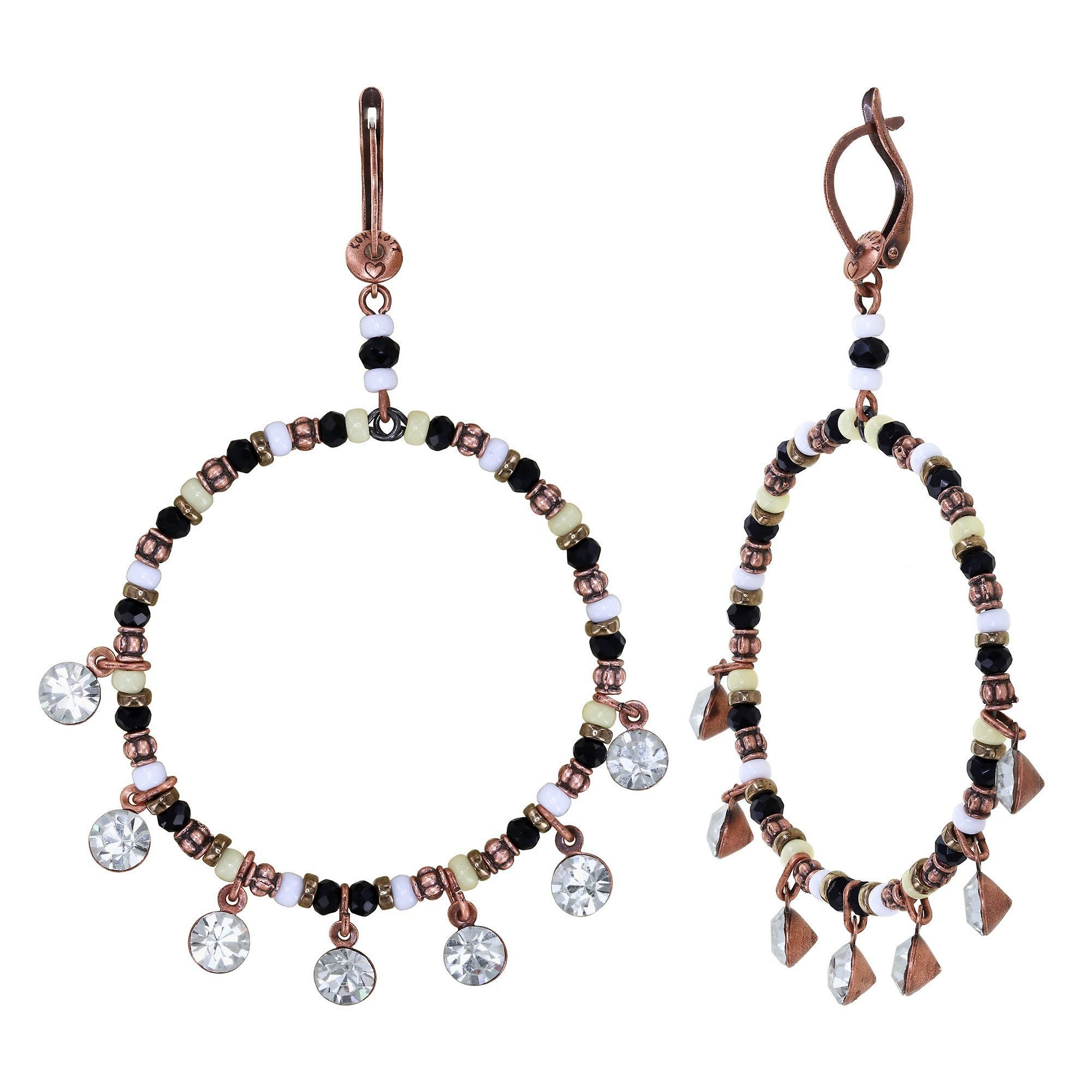 image pour Boucles d'oreilles pendantes African Kiss Noir / Blanc  