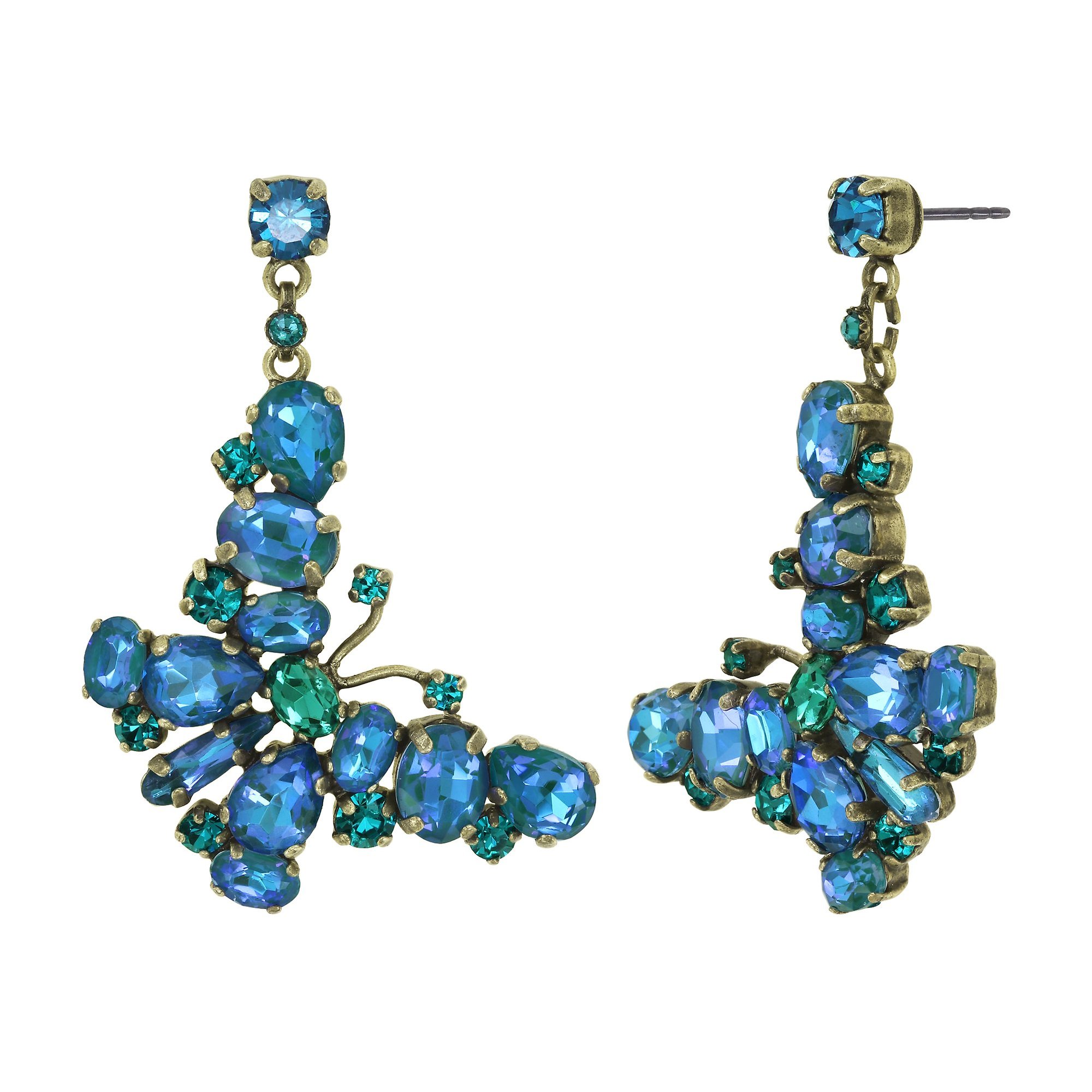 image for Earring stud dangling Butterfly Dance Blue  size L