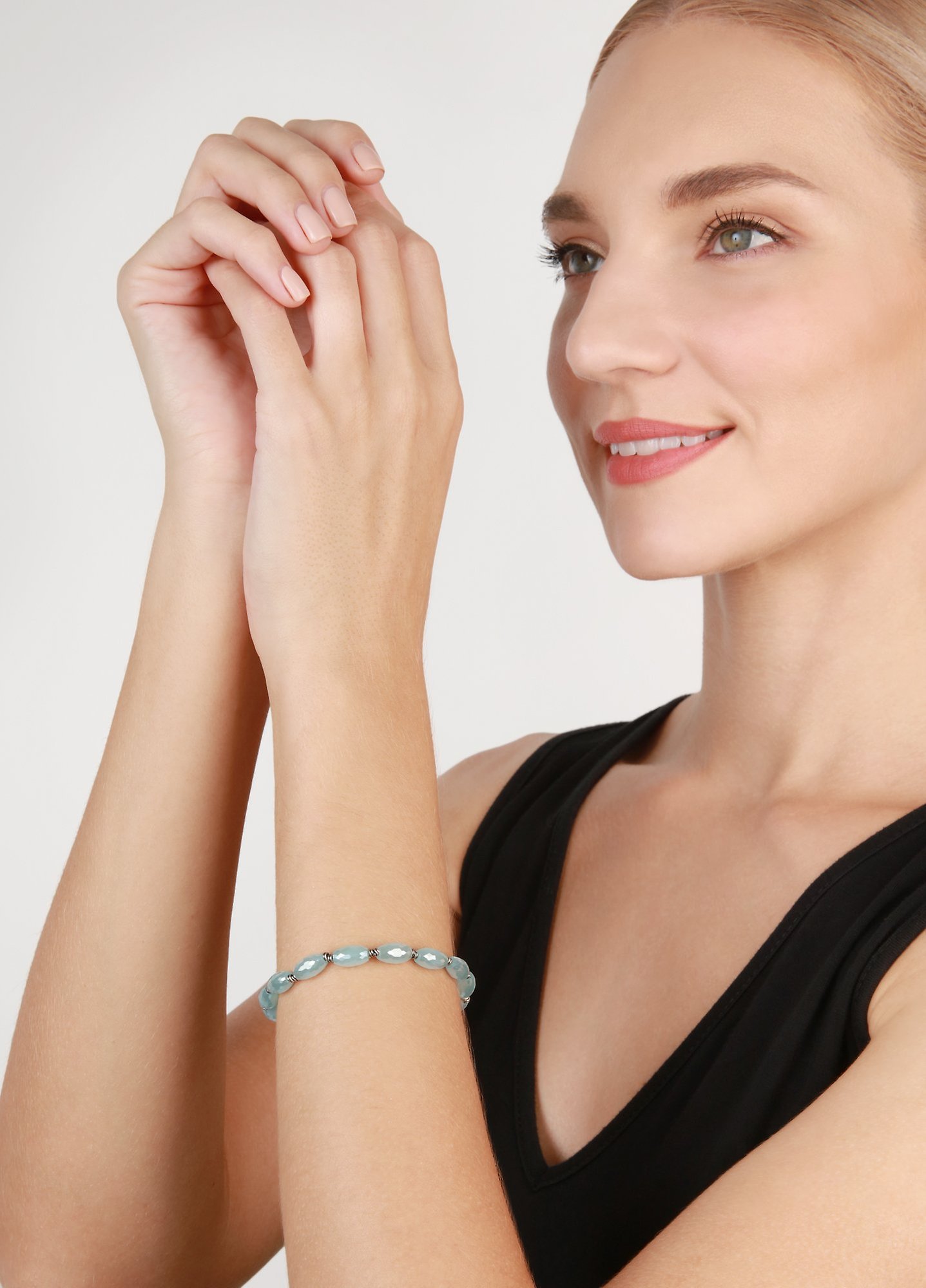 image pour Bracelet élastique Petit Glamour d´Afrique Bleu Clair  