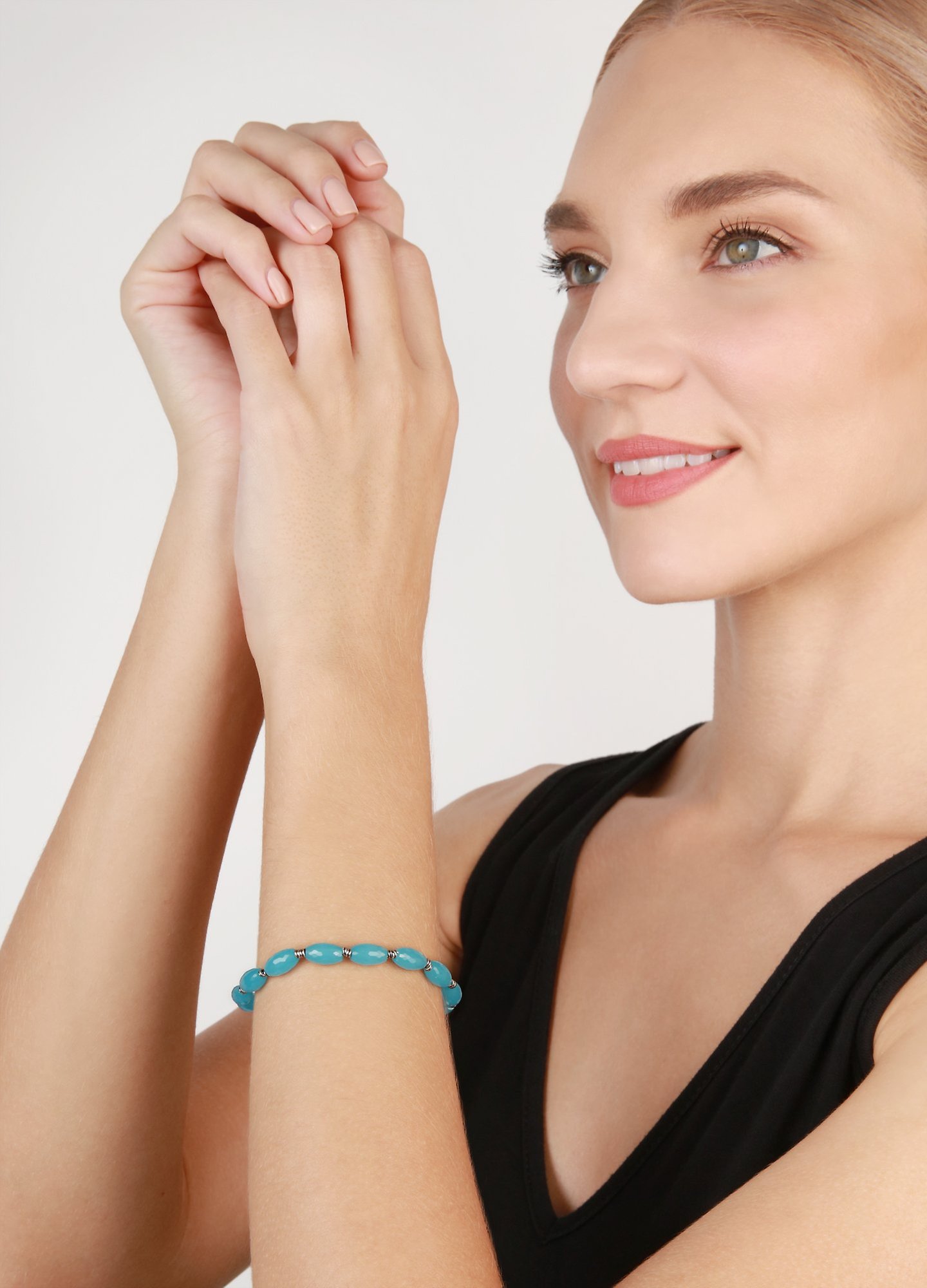 image pour Bracelet élastique Petit Glamour d´Afrique Bleu Clair  