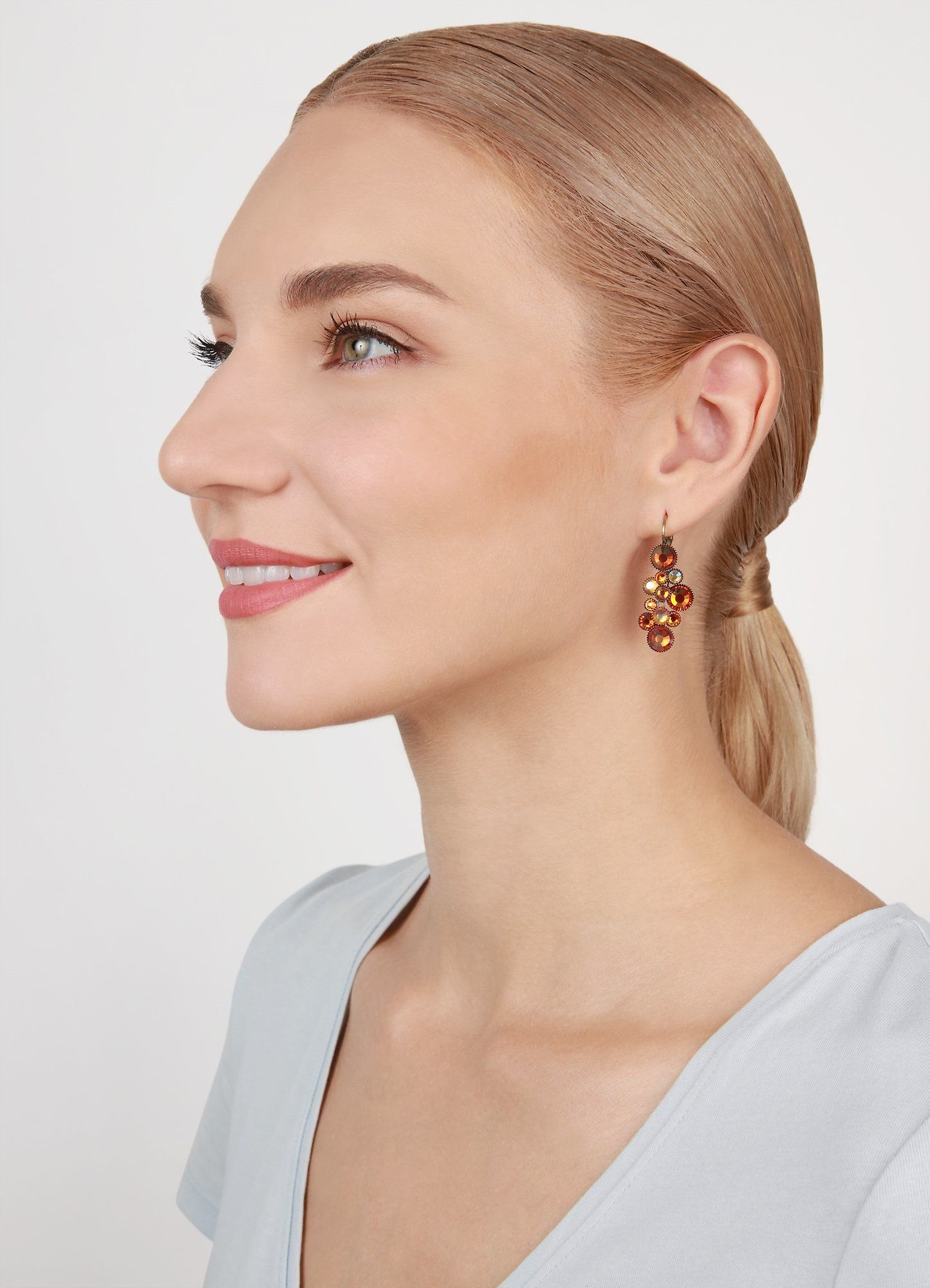 image pour Boucles d'oreilles Eurowire pendantes Water Cascade Orange  