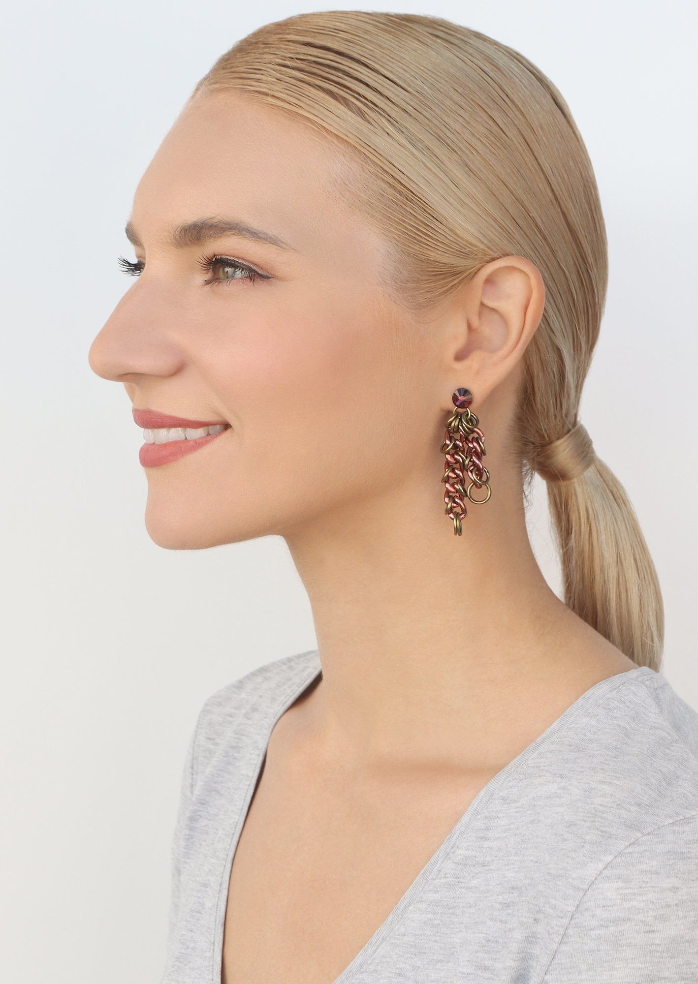 image for Earring Stud Dangling Unchained Copper  