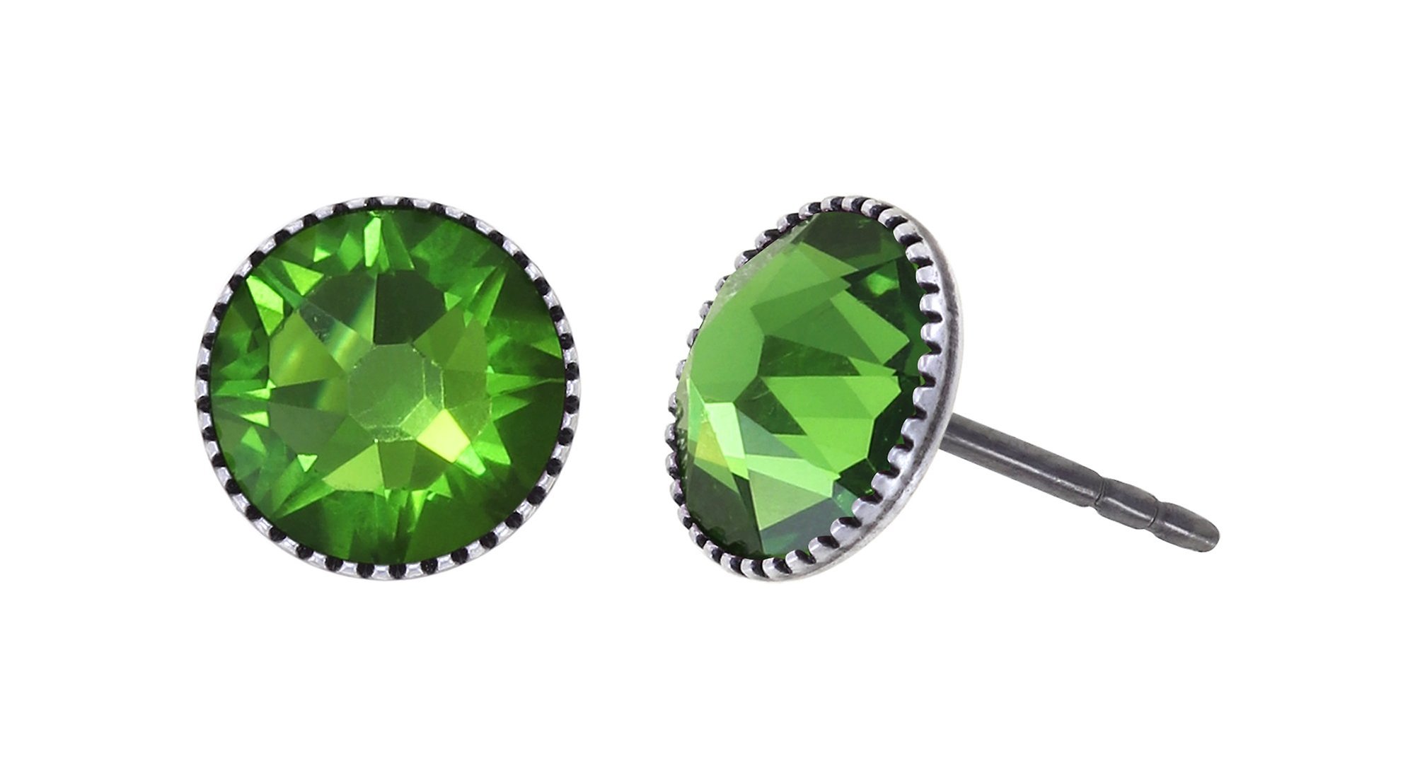 image for Earring Stud-Flat Black Jack Green Fern Green SS 34
