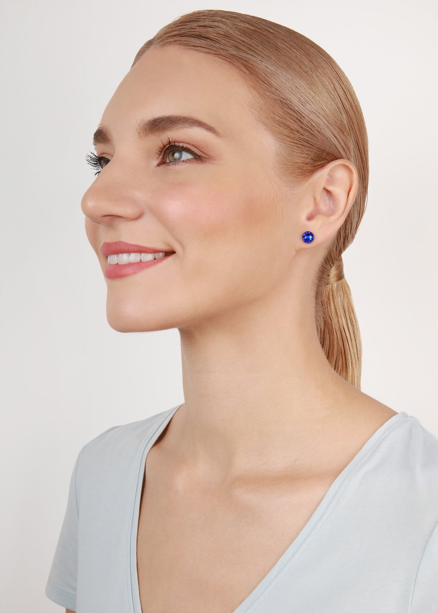 image for Earring Stud-Flat Black Jack Blue majestic blue SS 34