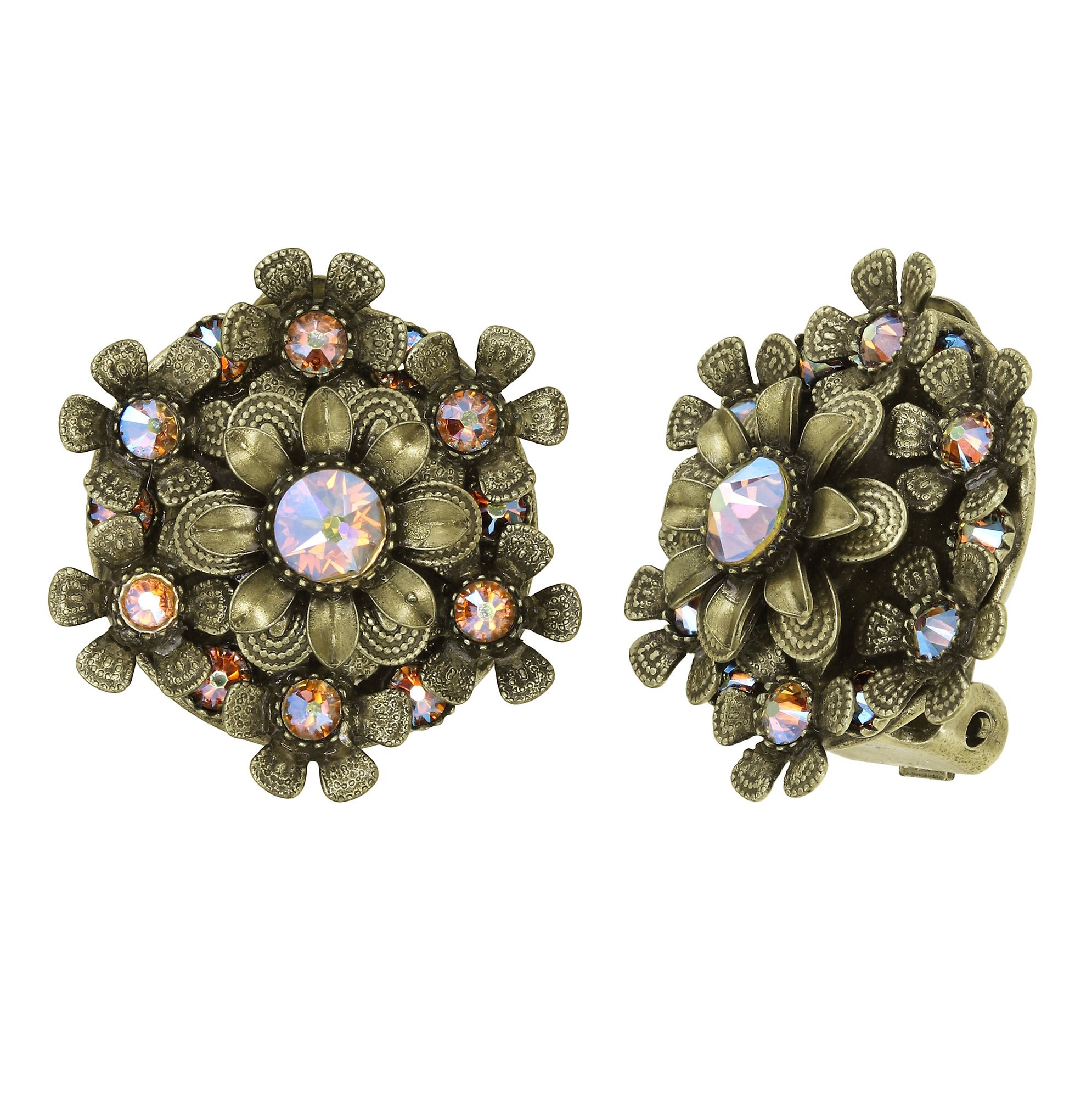 image for Earring clip Love, Shine and Flowers Beige / Yellow  