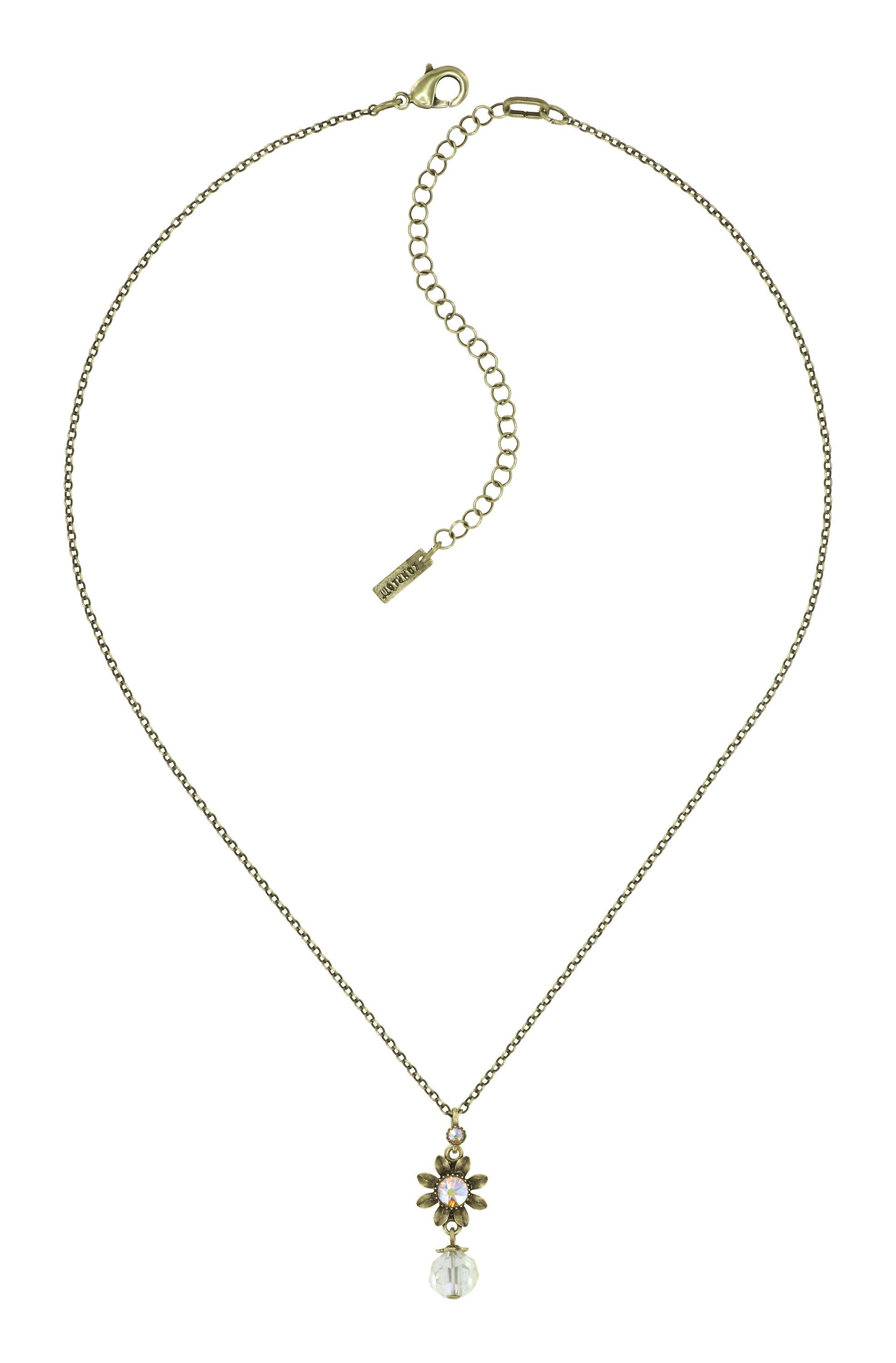 image for Necklace Pendant Love, Shine and Flowers Beige / Yellow  