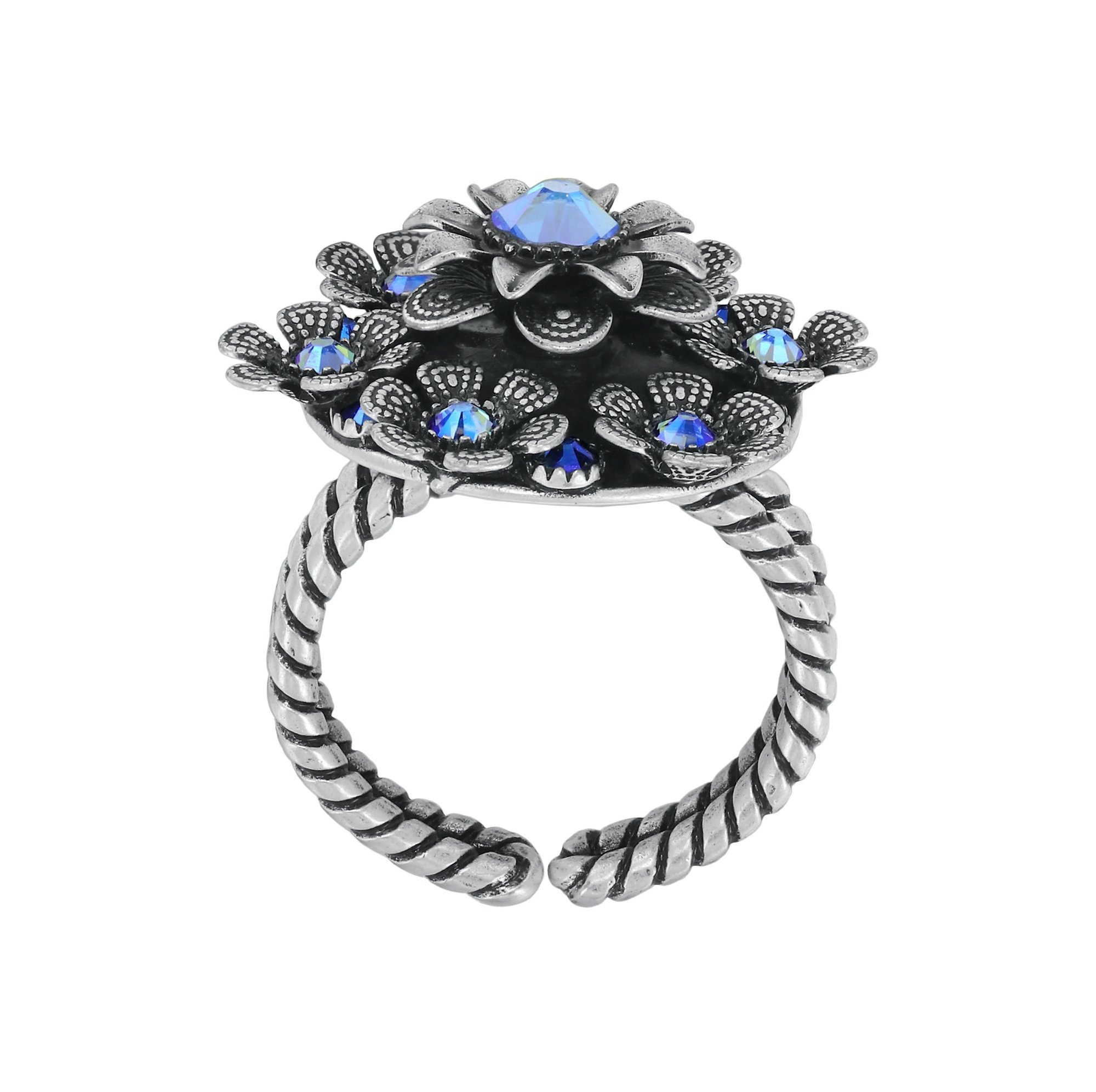 image pour Anneau Love, Shine and Flowers Bleu  