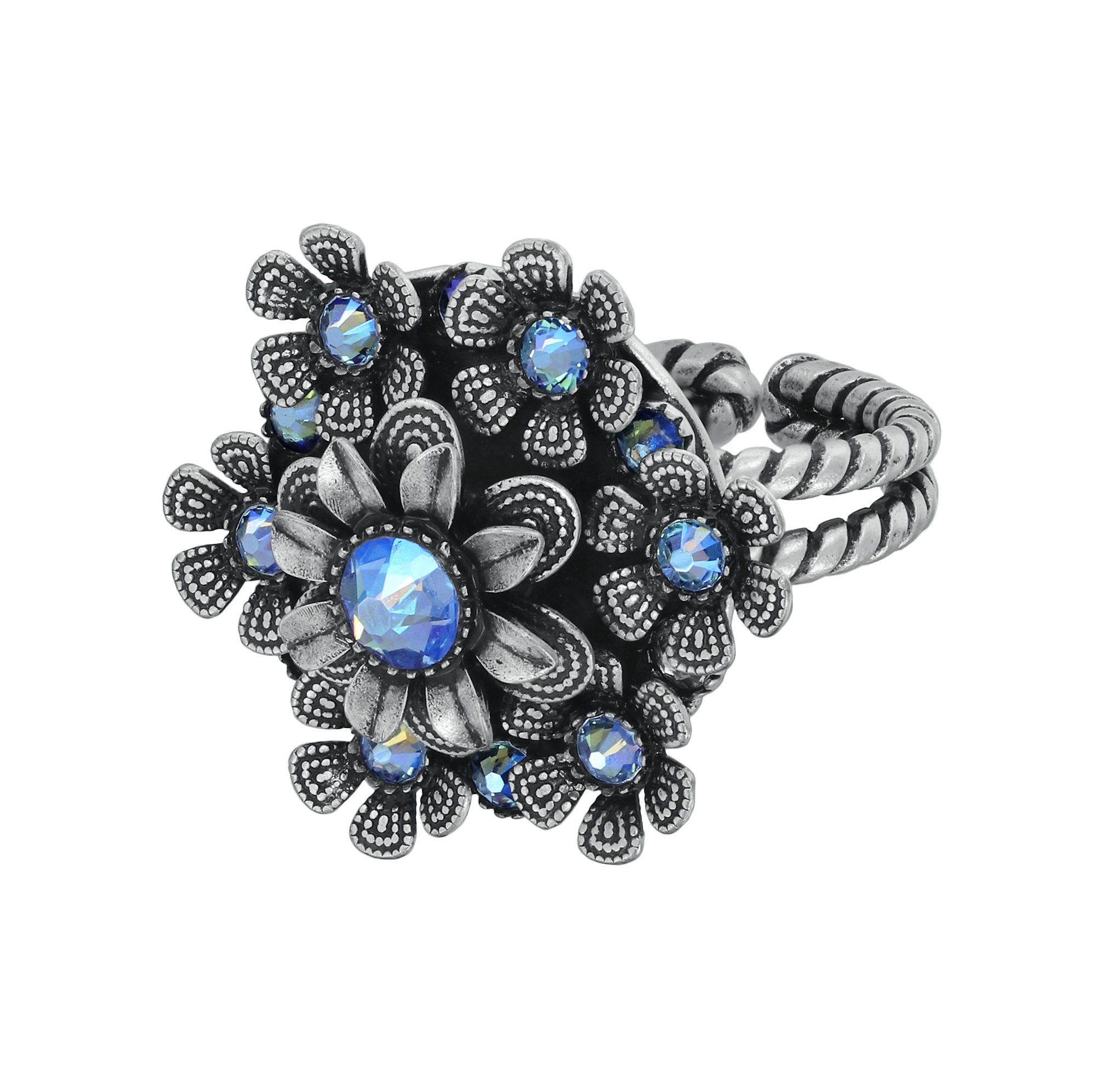 image pour Anneau Love, Shine and Flowers Bleu  