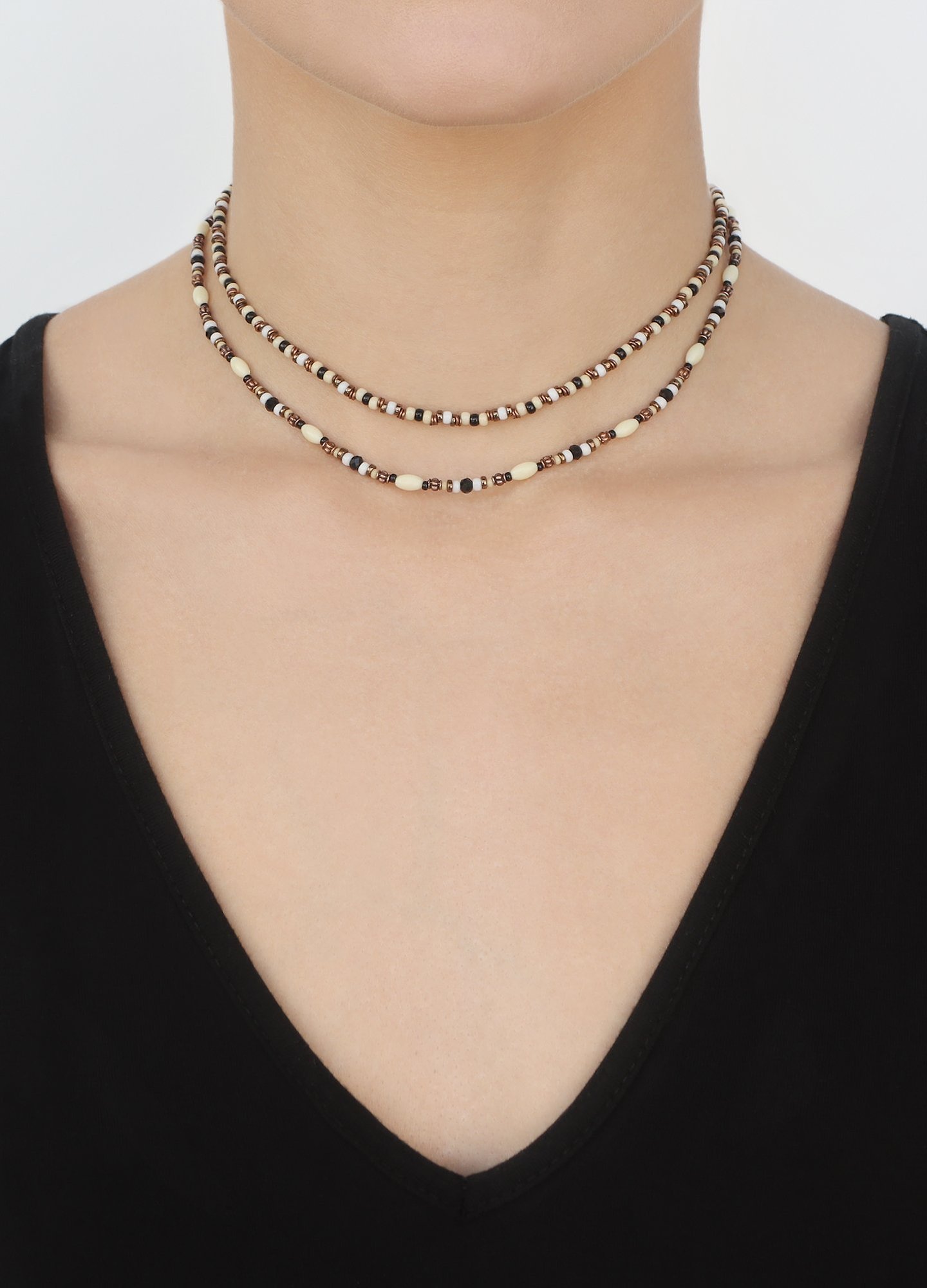 image pour Collier African Kiss Noir / Blanc  