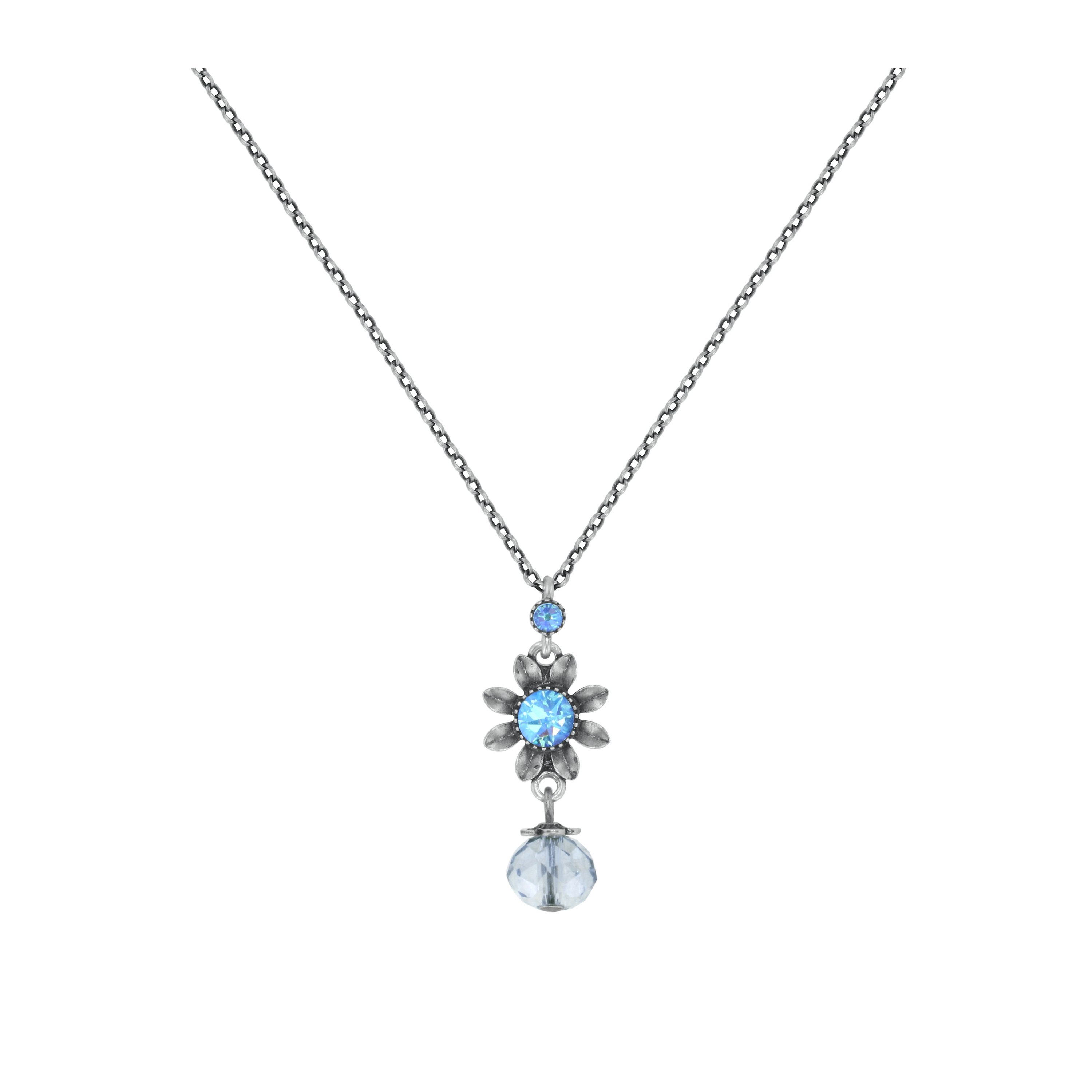 image pour Collier pendant Love, Shine and Flowers Bleu  