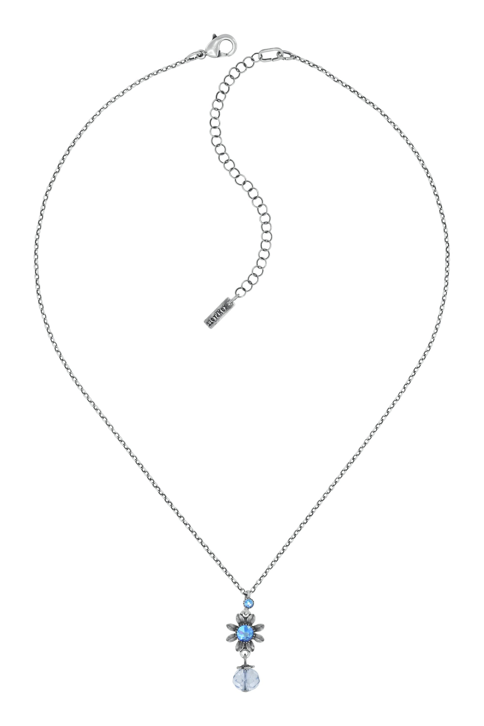 image for Necklace pendant Love, Shine and Flowers Blue  