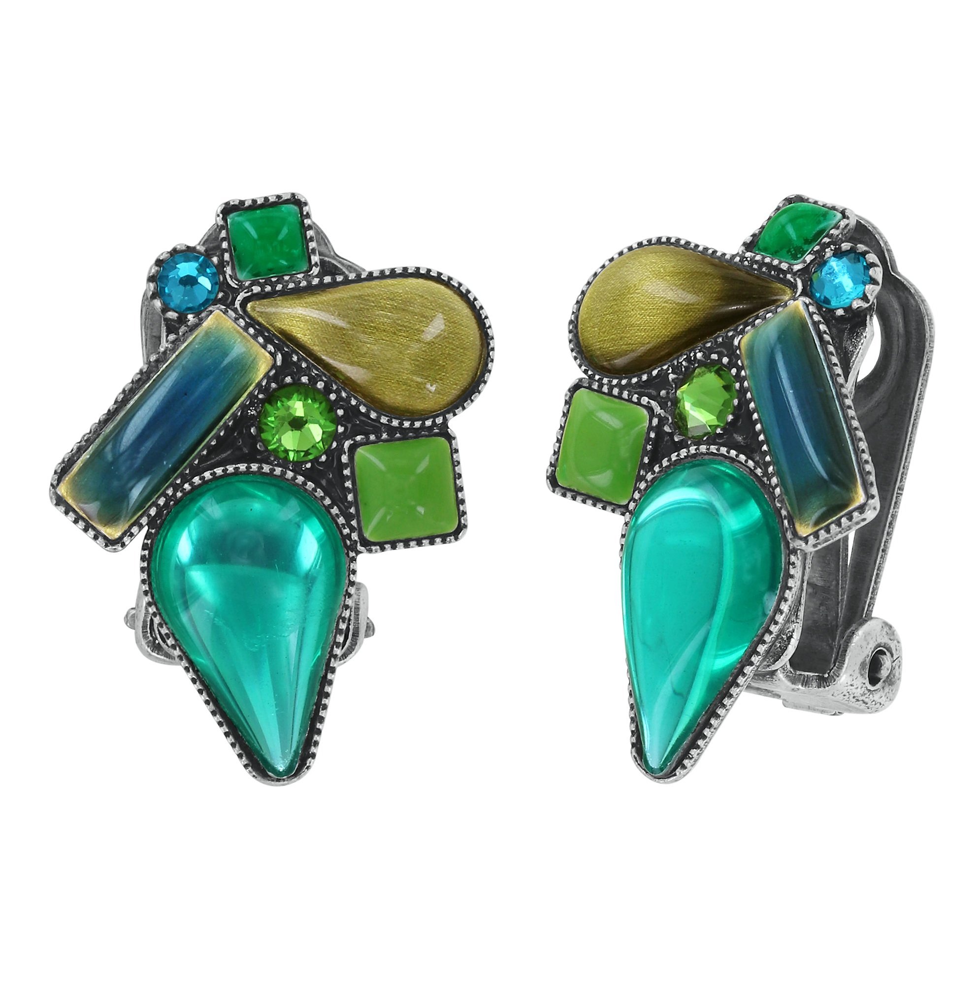 image pour Boucles d'oreilles Clip Afternoon Bling Vert  