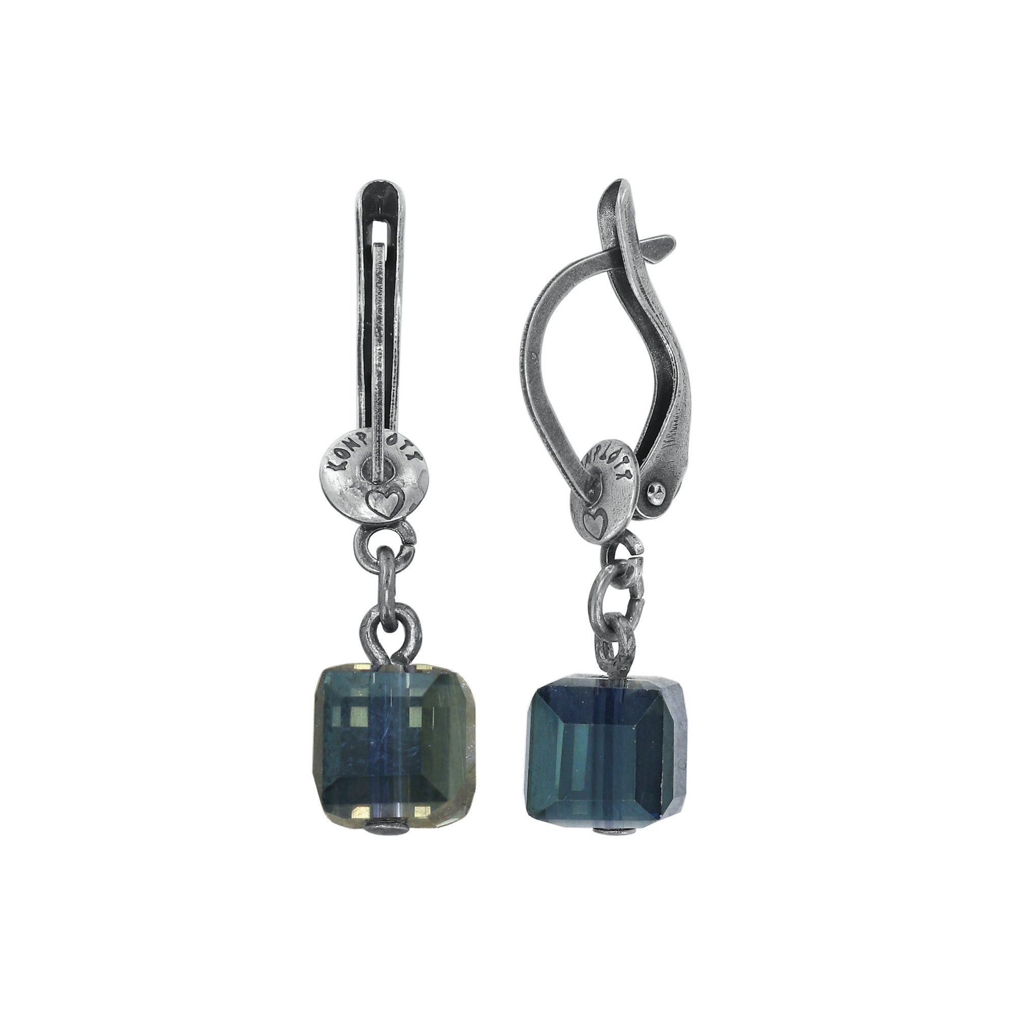 image for Earring Dangling Cubes Grey greige 