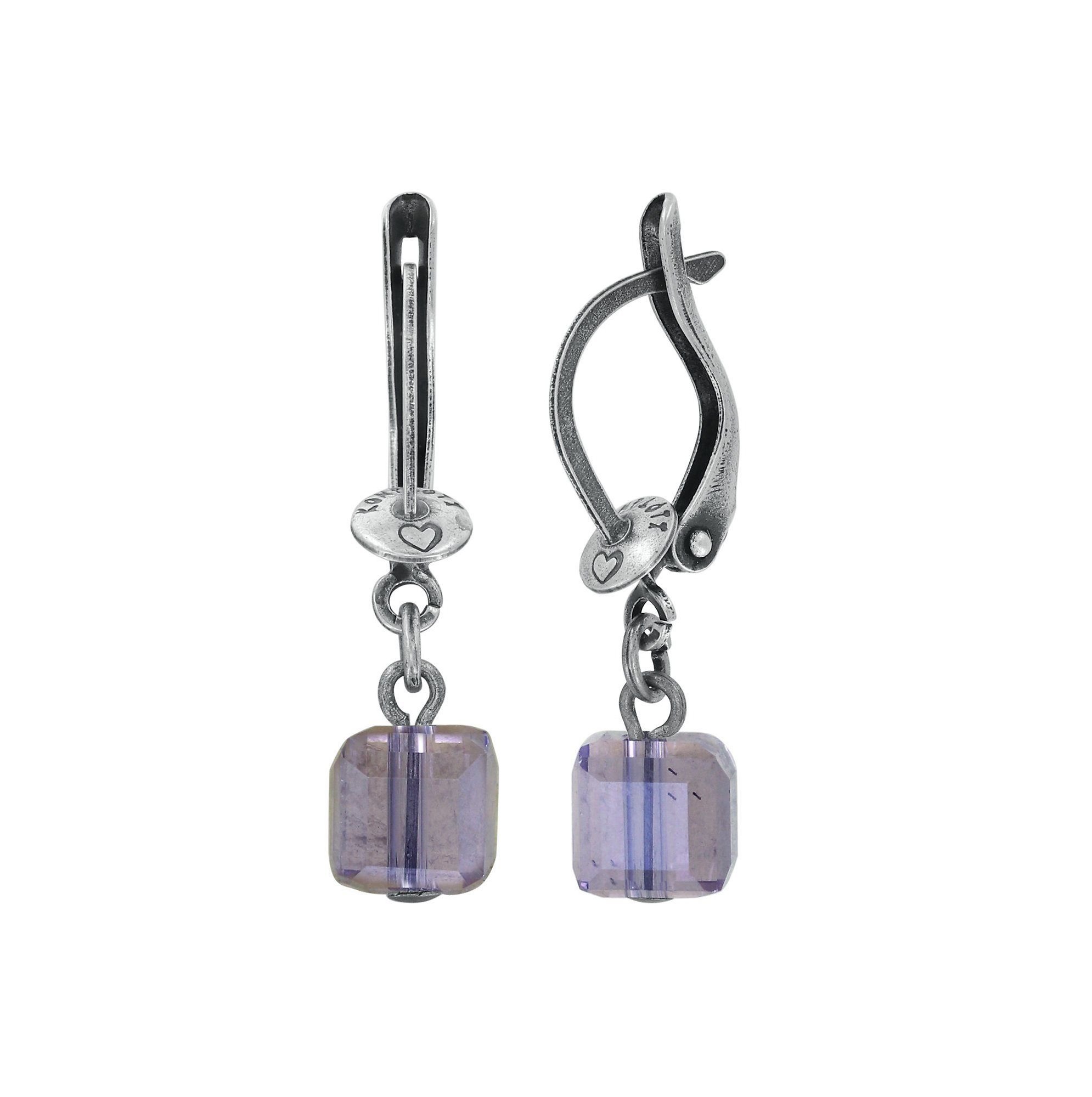 image for Earring Dangling Cubes Dark Lila iris 