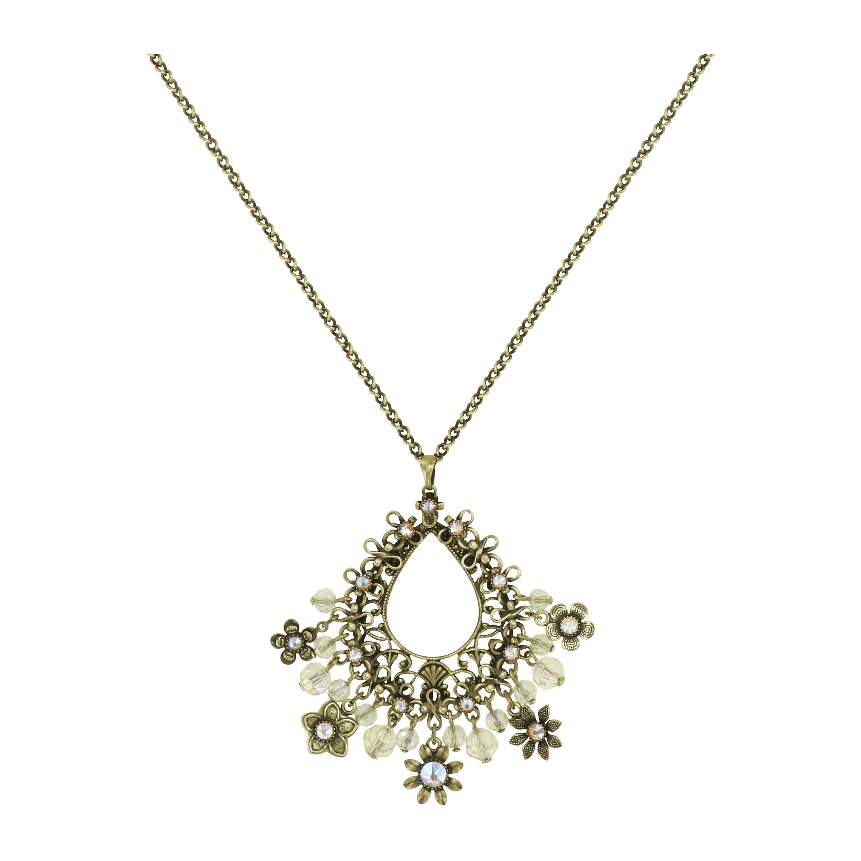 image for Necklace Pendant Love, Shine and Flowers Beige / Yellow  