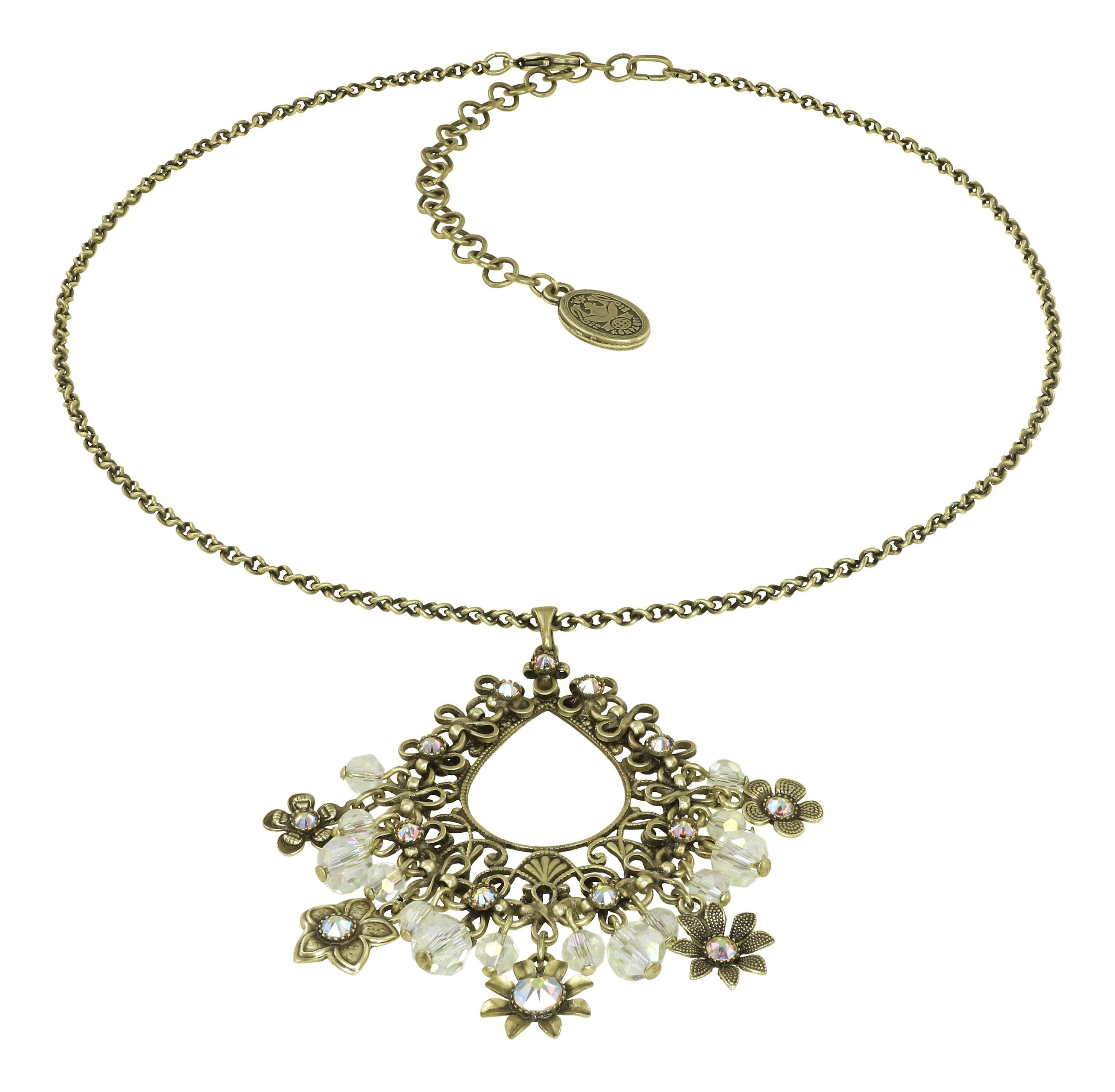 image for Necklace Pendant Love, Shine and Flowers Beige / Yellow  