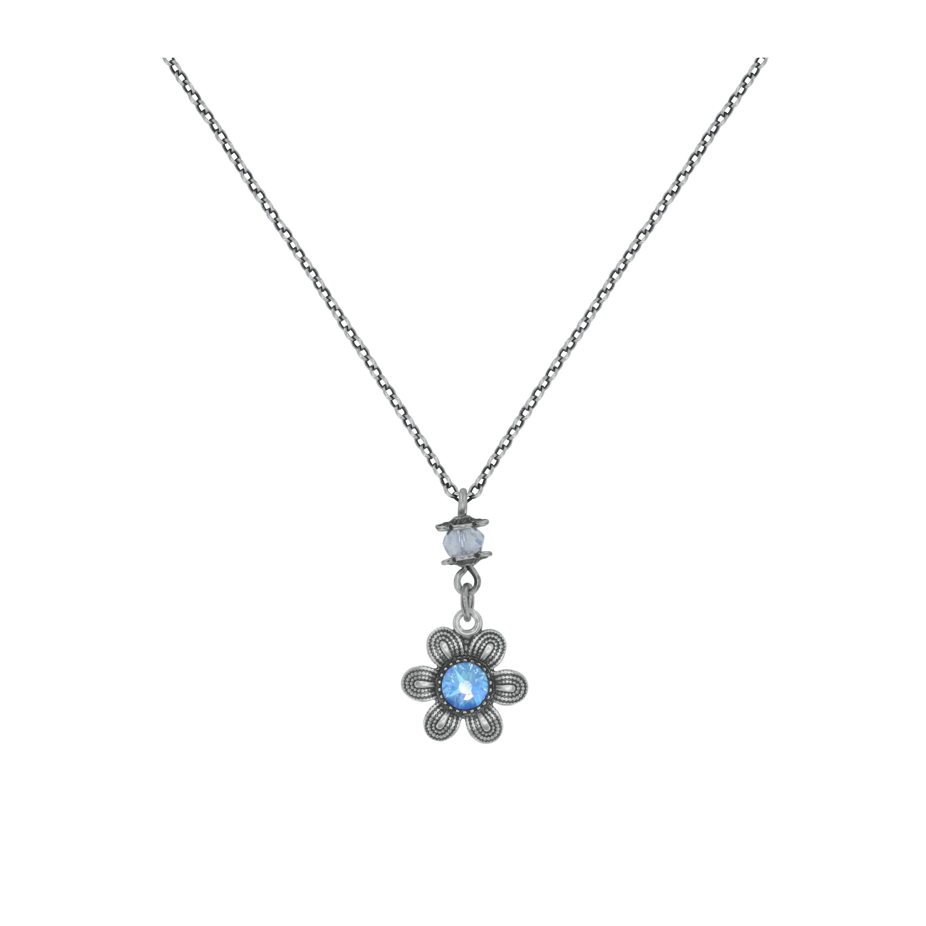 image for Necklace Pendant Love, Shine and Flowers Blue  