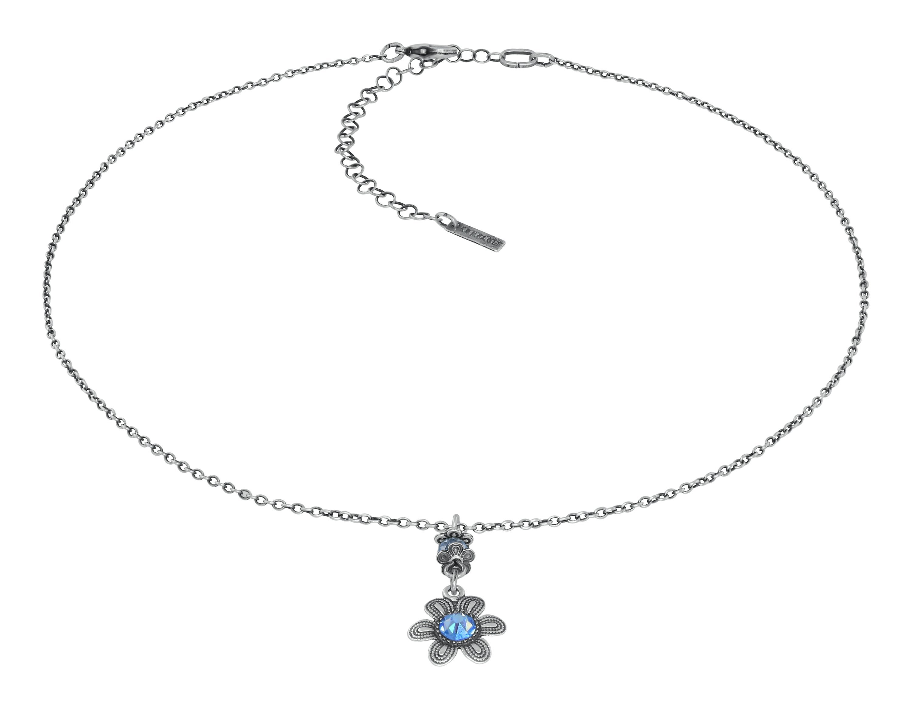 image for Necklace Pendant Love, Shine and Flowers Blue  