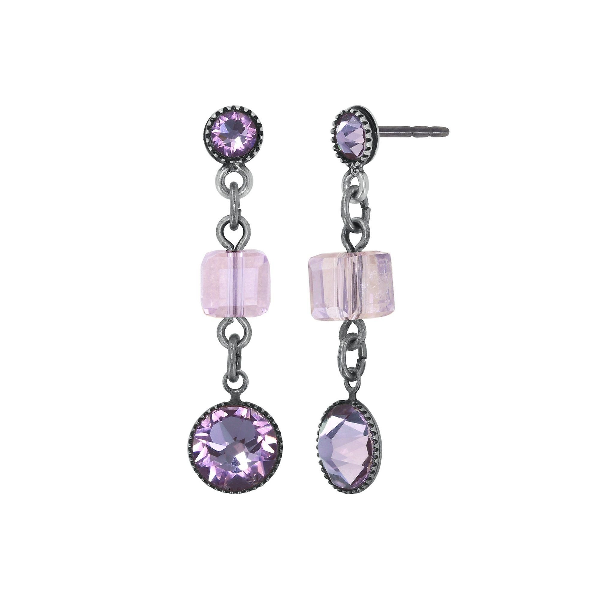 image pour Clou d'oreille pendant Cubes Lila light amethyst 