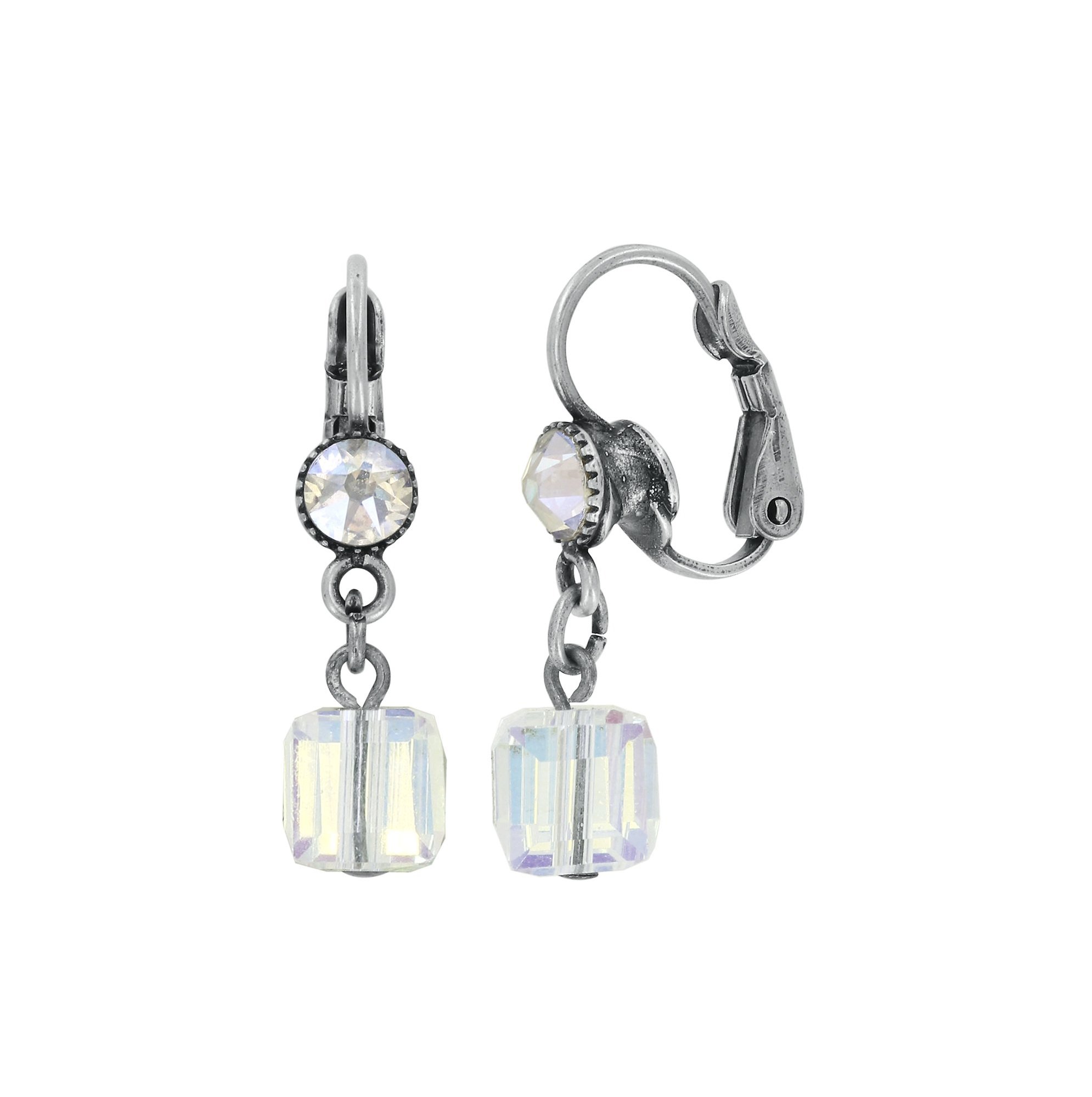 image pour Boucles d'oreilles Eurowire pendantes Cubes Blanc / Jaune crystal moonlight 