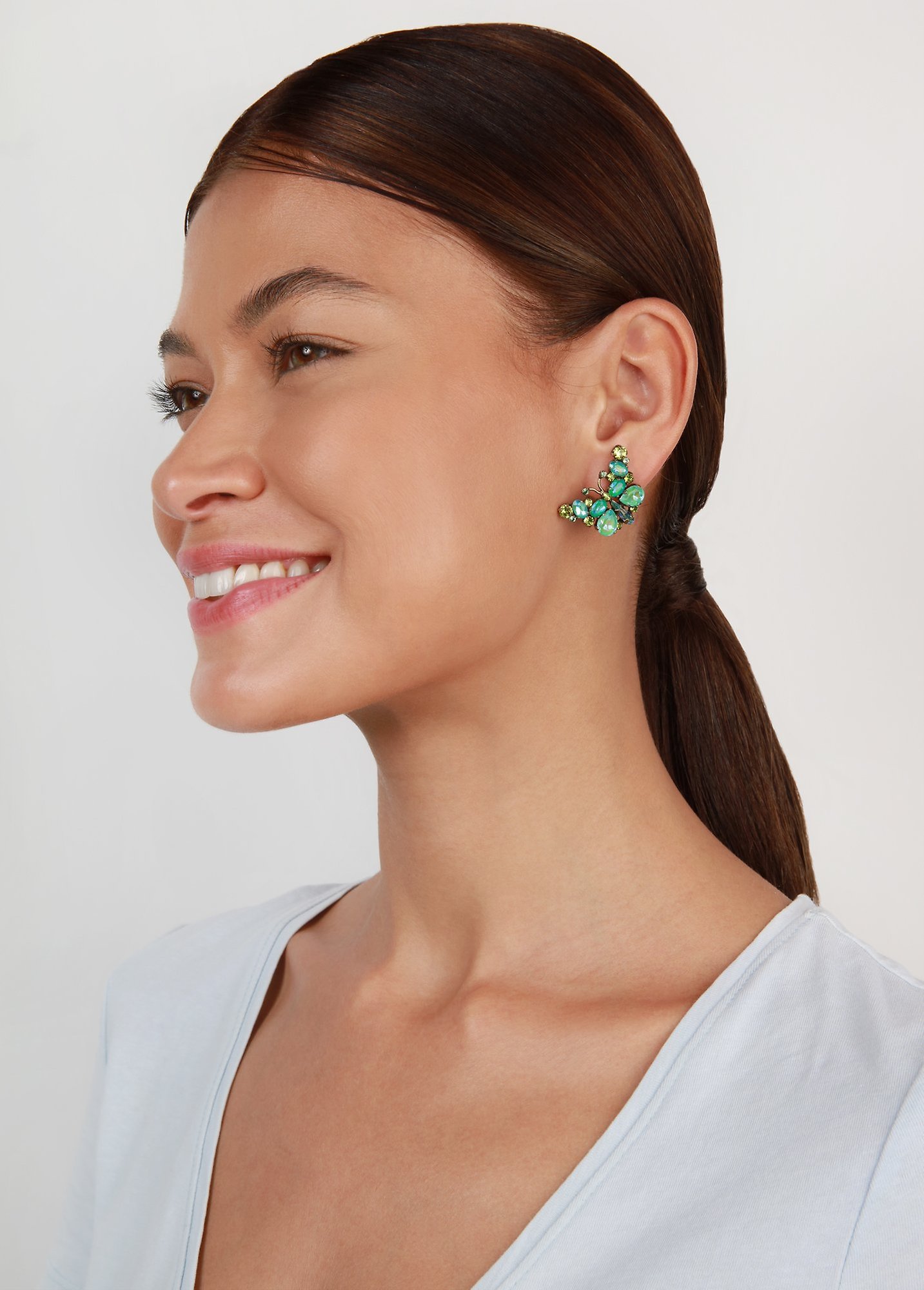 image for Earring stud Butterfly Dance Green  size M