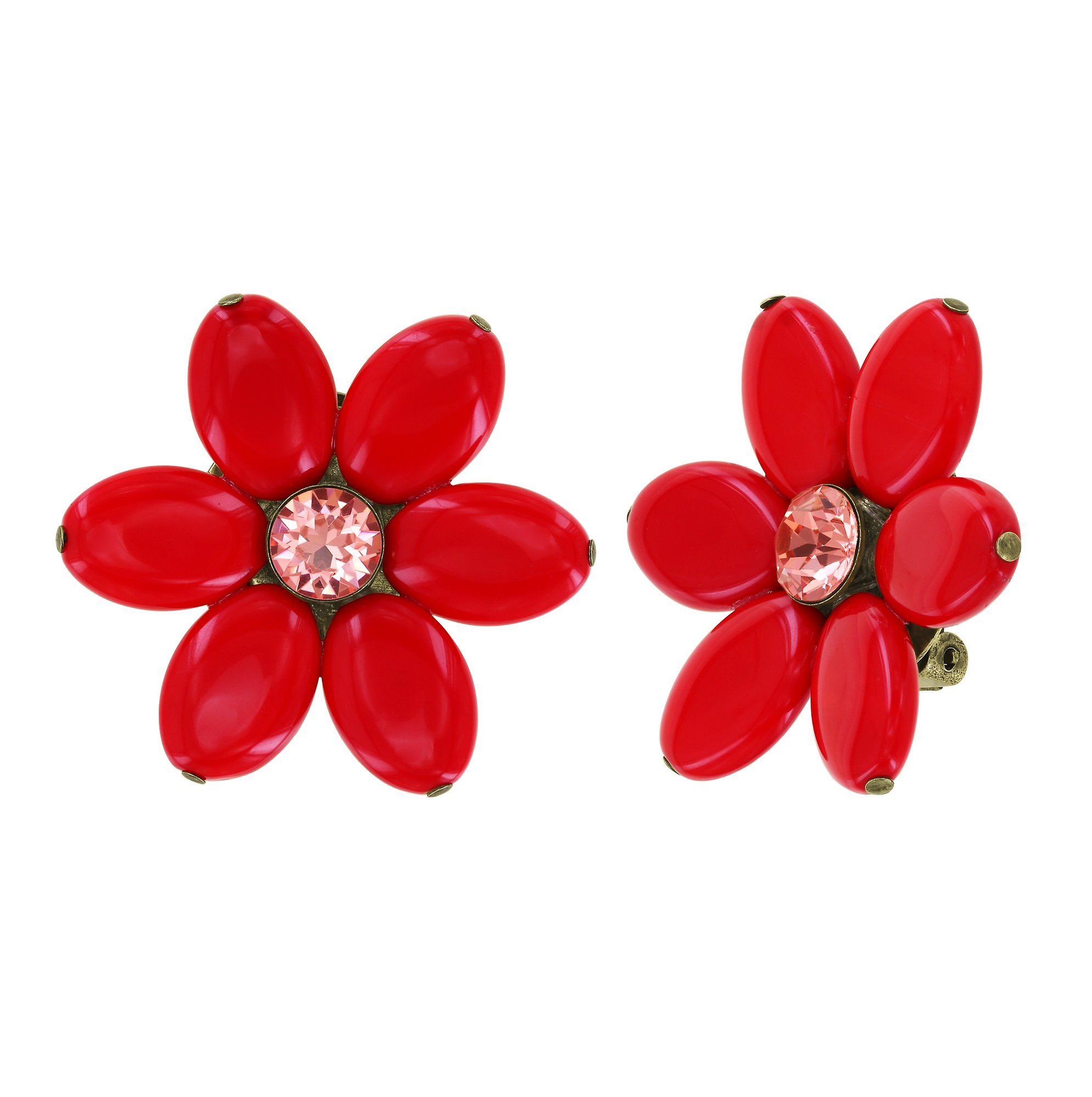 image pour Boucles d'oreilles Clip Daisy Dance Rouge / Orange  