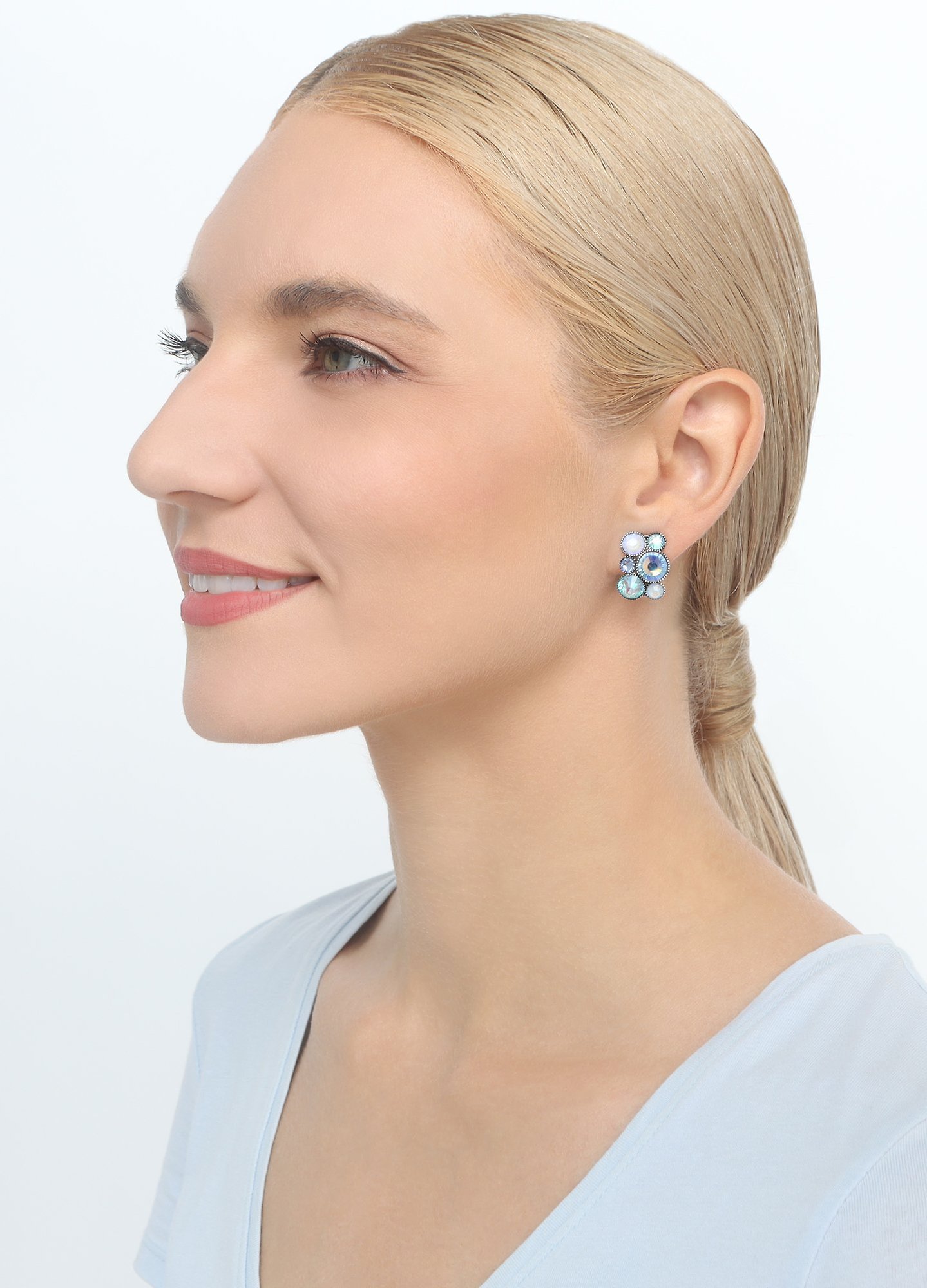 image pour Boucles d'oreilles Clip Water Cascade Glam Bleu Clair  