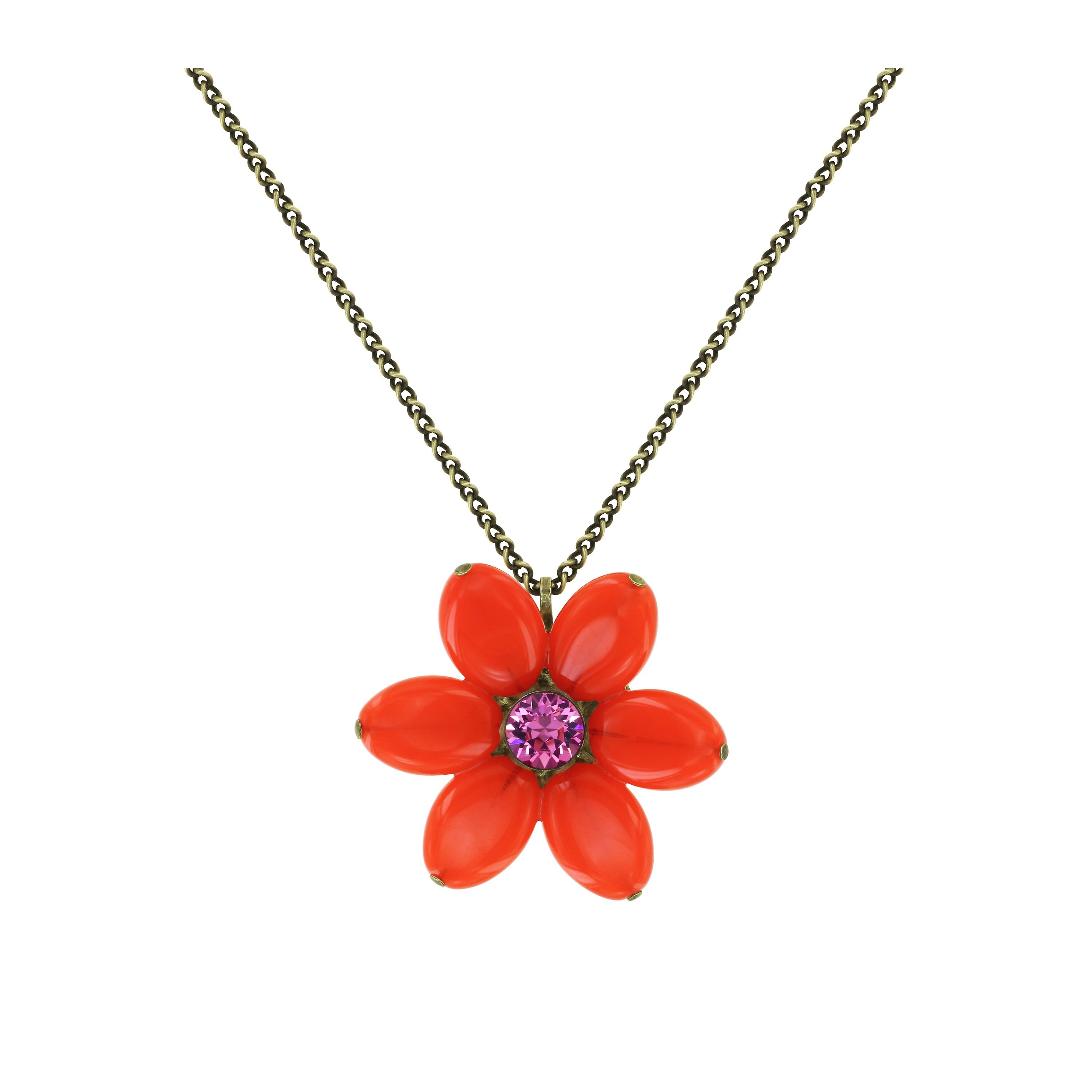 image for Necklace pendant Daisy Dance Red / Orange  