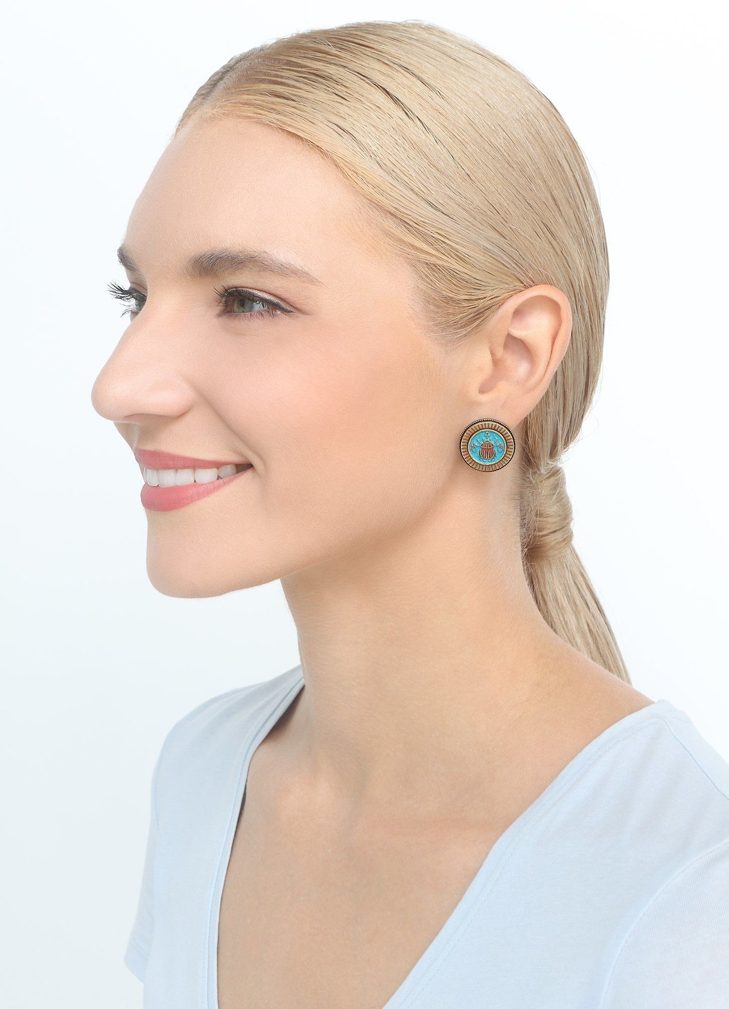 image for Earring Stud Medallion Multi  size S