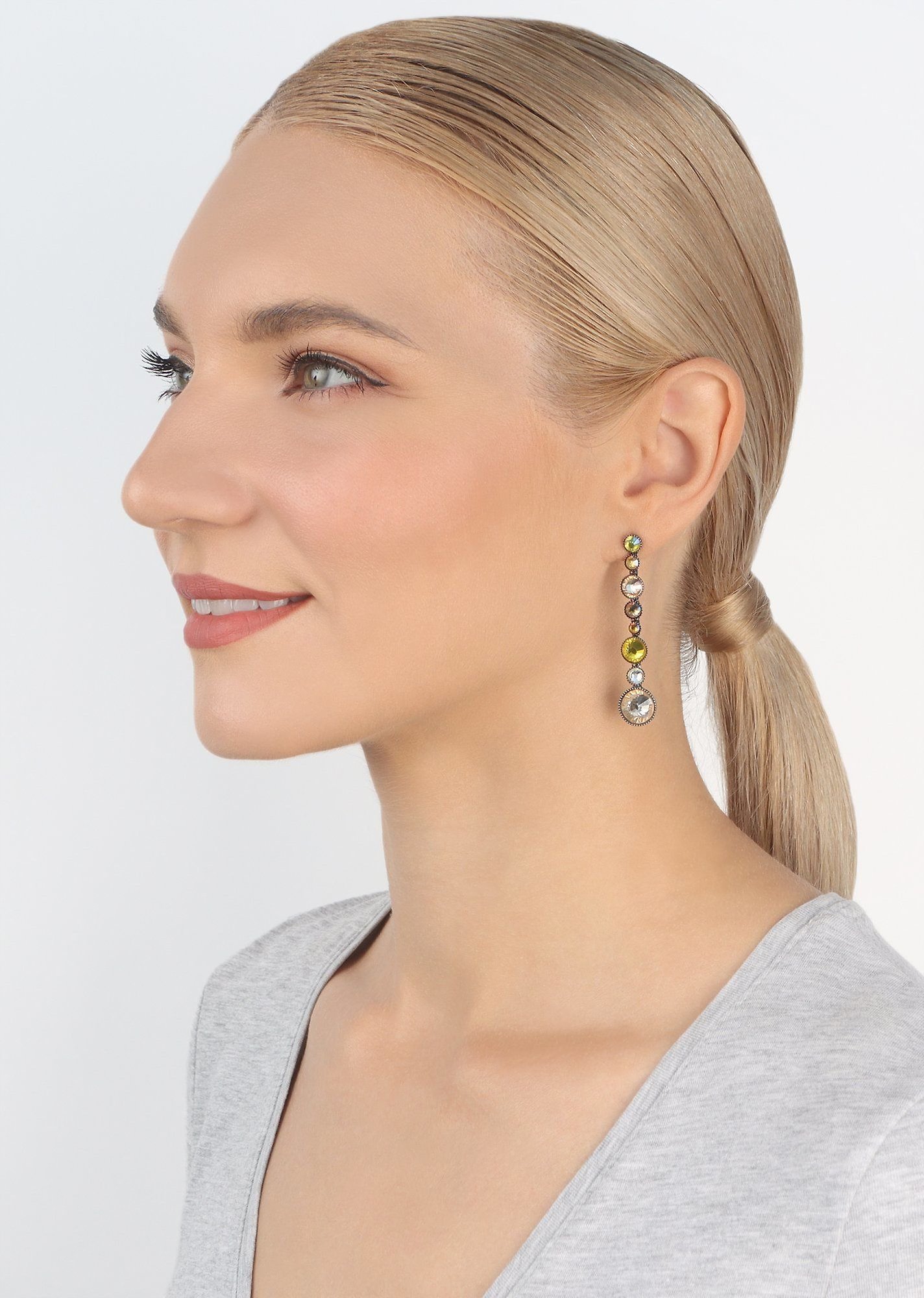 image for Earring Stud Dangling Water Cascade Glam Yellow  