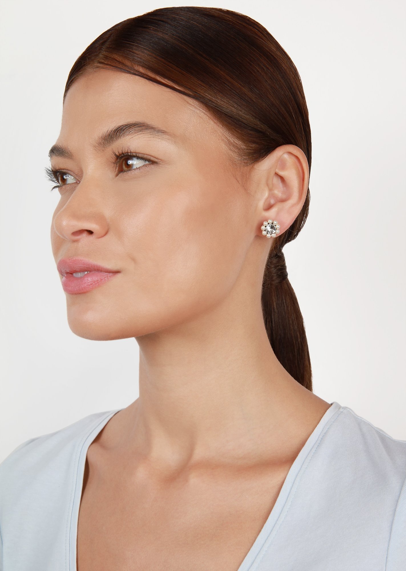 image for Earring Stud Pearl Shadow White  