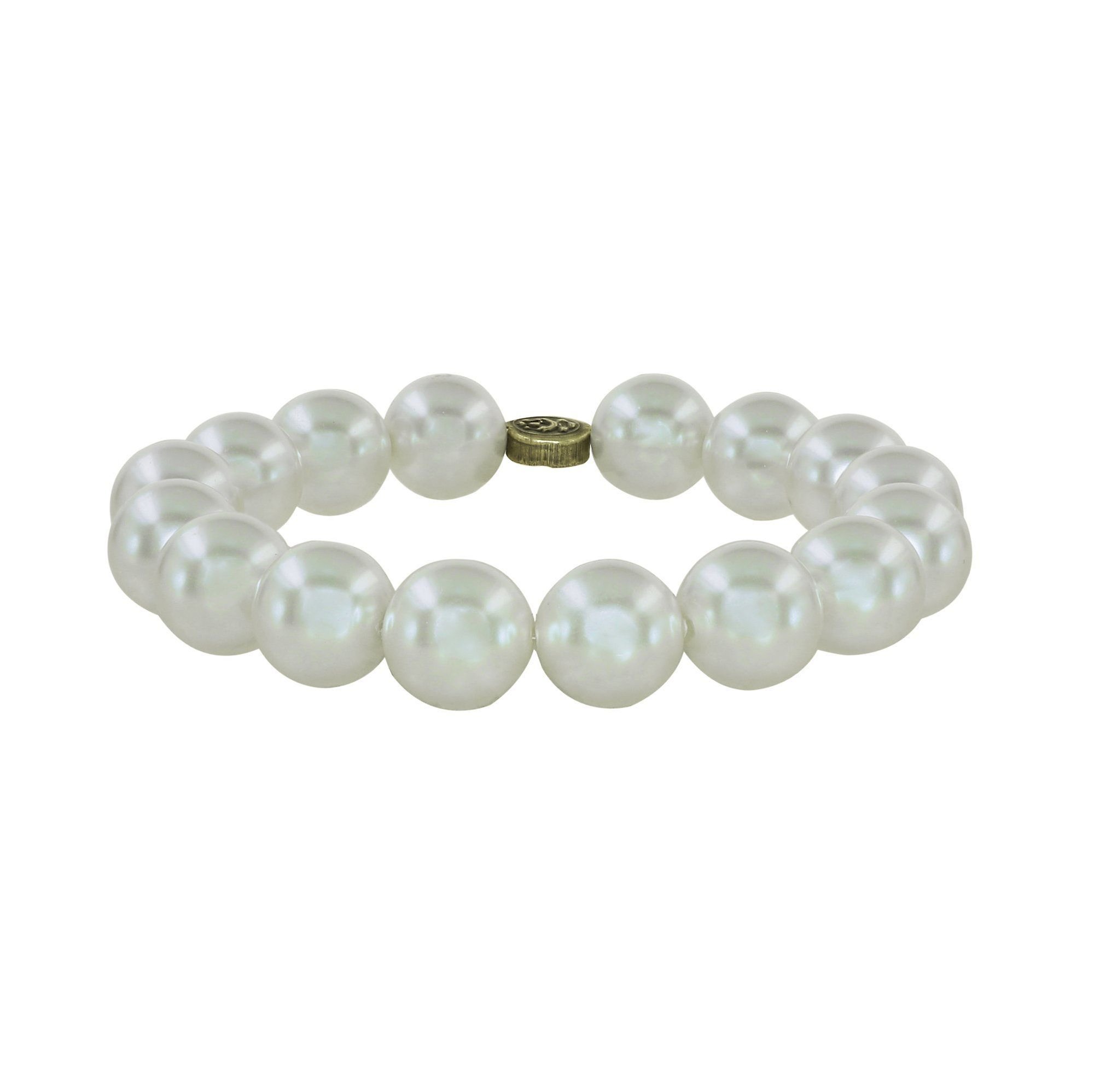 image for Bracelet Elastic Spikes and Pearls Beige / White  size S