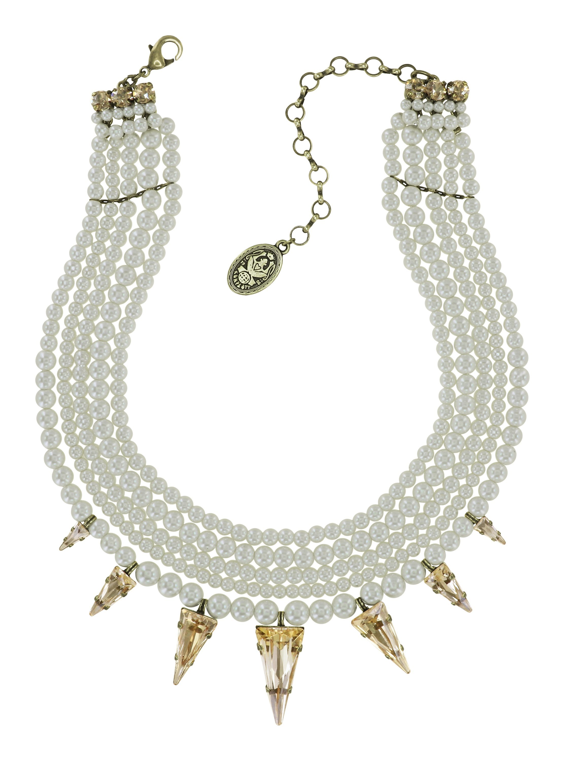 image pour Collier Spikes and Pearls Beige / Blanc  