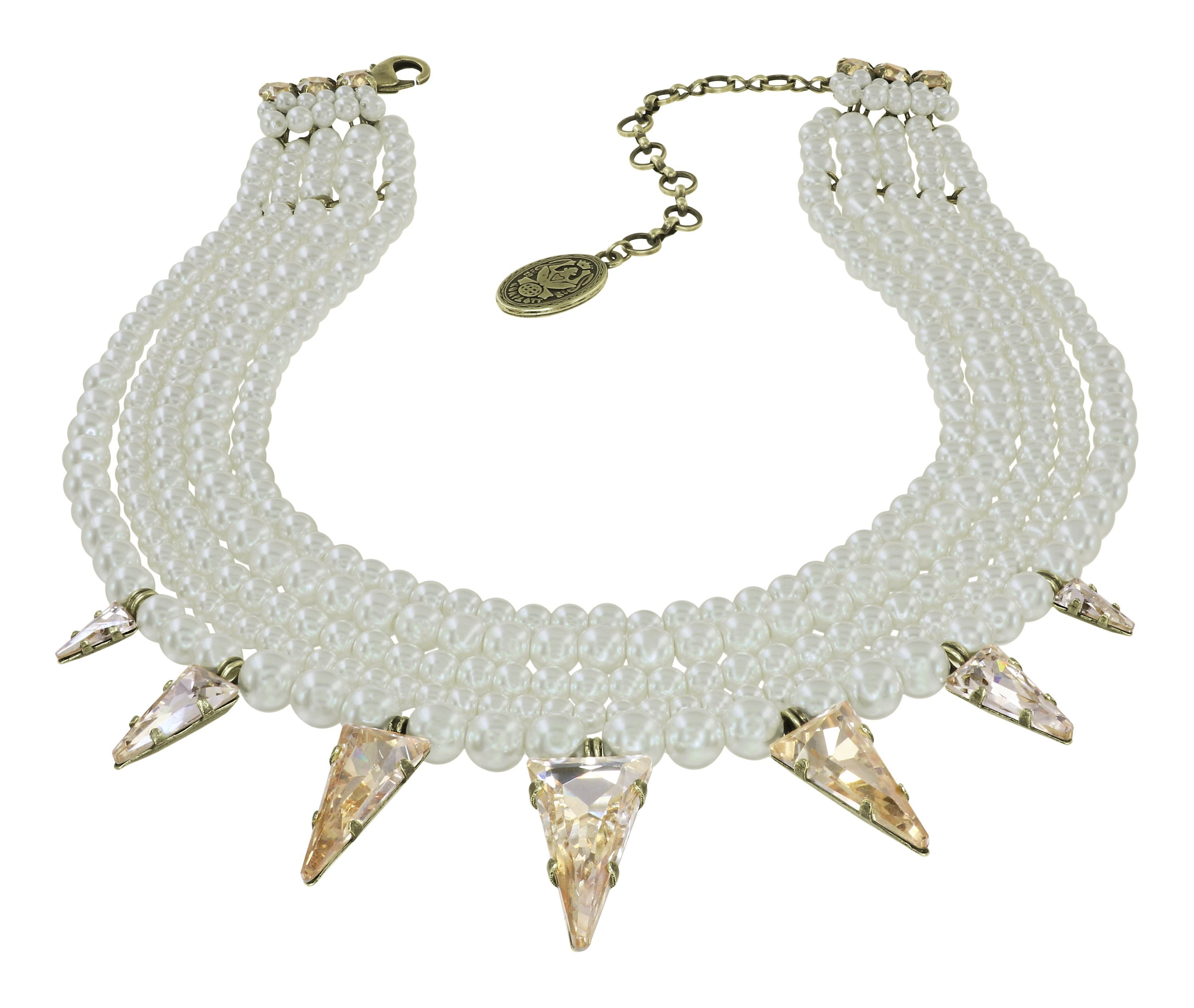 Bild für Halskette Spikes and Pearls Beige / Weiß  