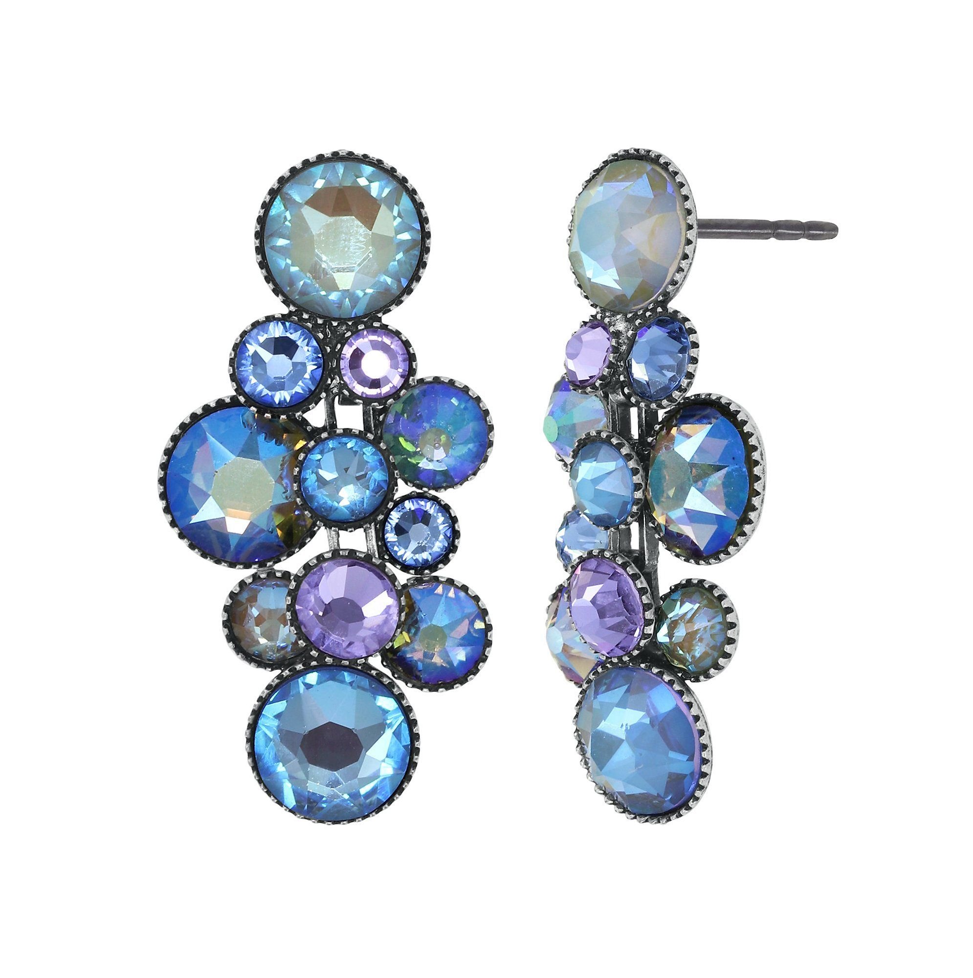 image for Earring stud dangling Water Cascade Blue / Lila  