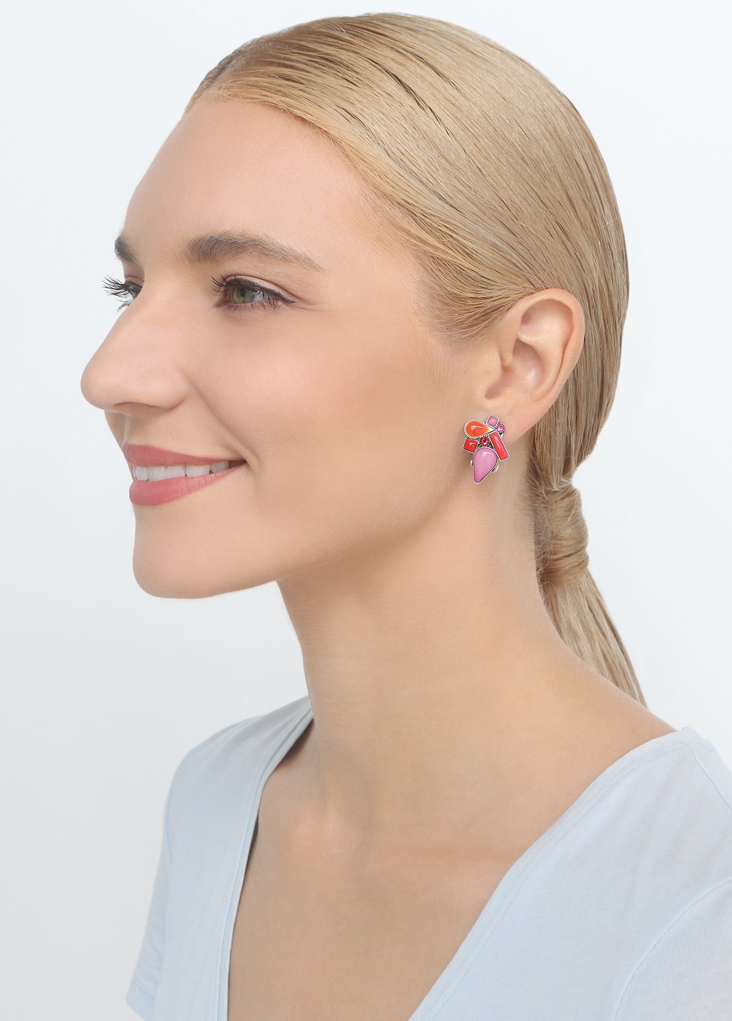 image for Earring Clip Afternoon Bling Red  