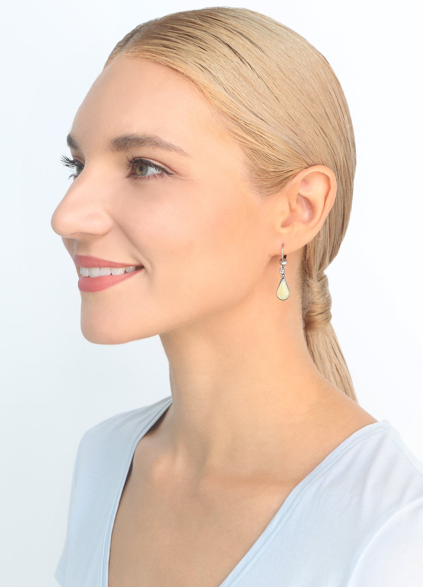 image for Earring dangling Afternoon Bling White  