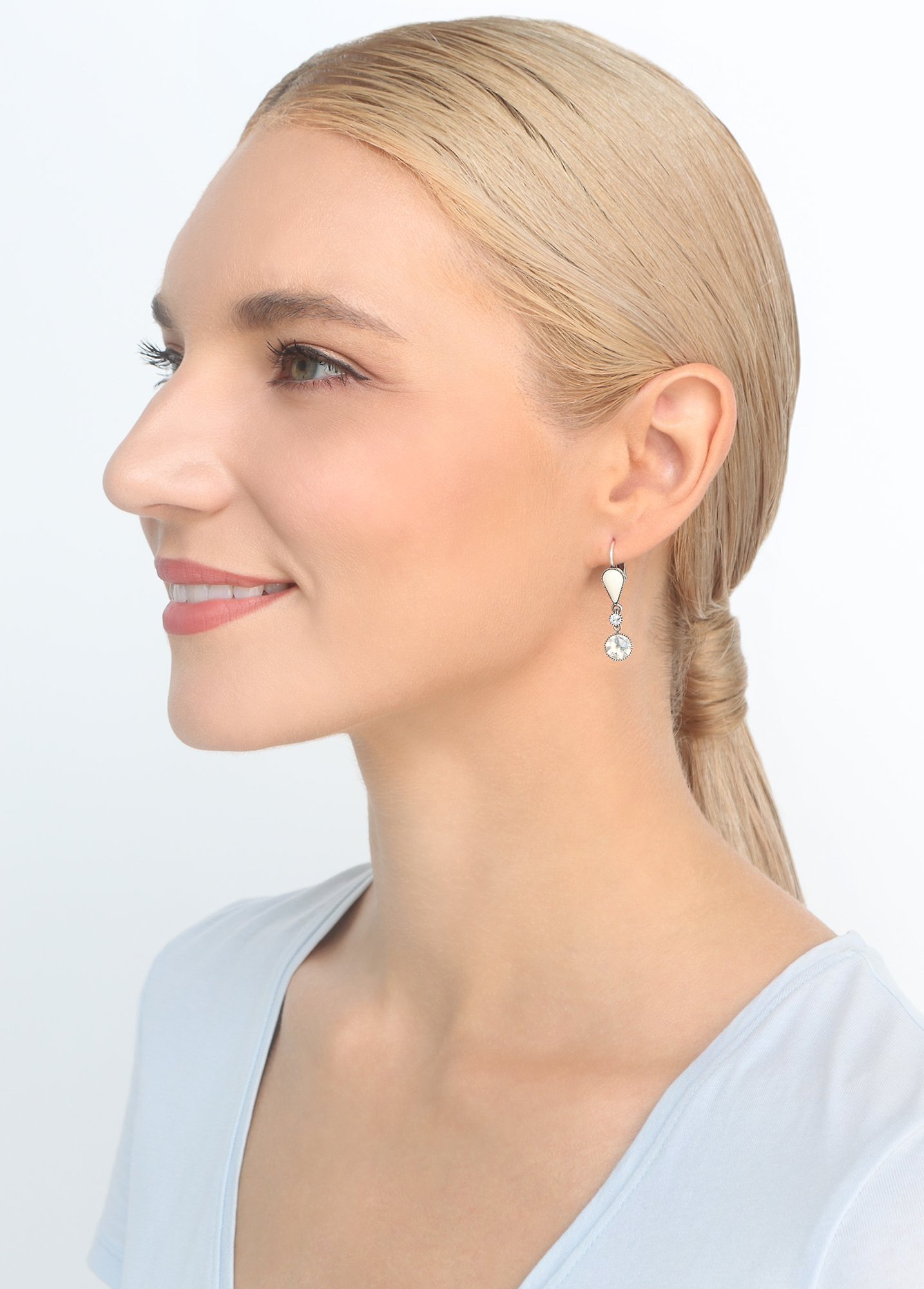 image for Earring eurowire dangling Afternoon Bling White  