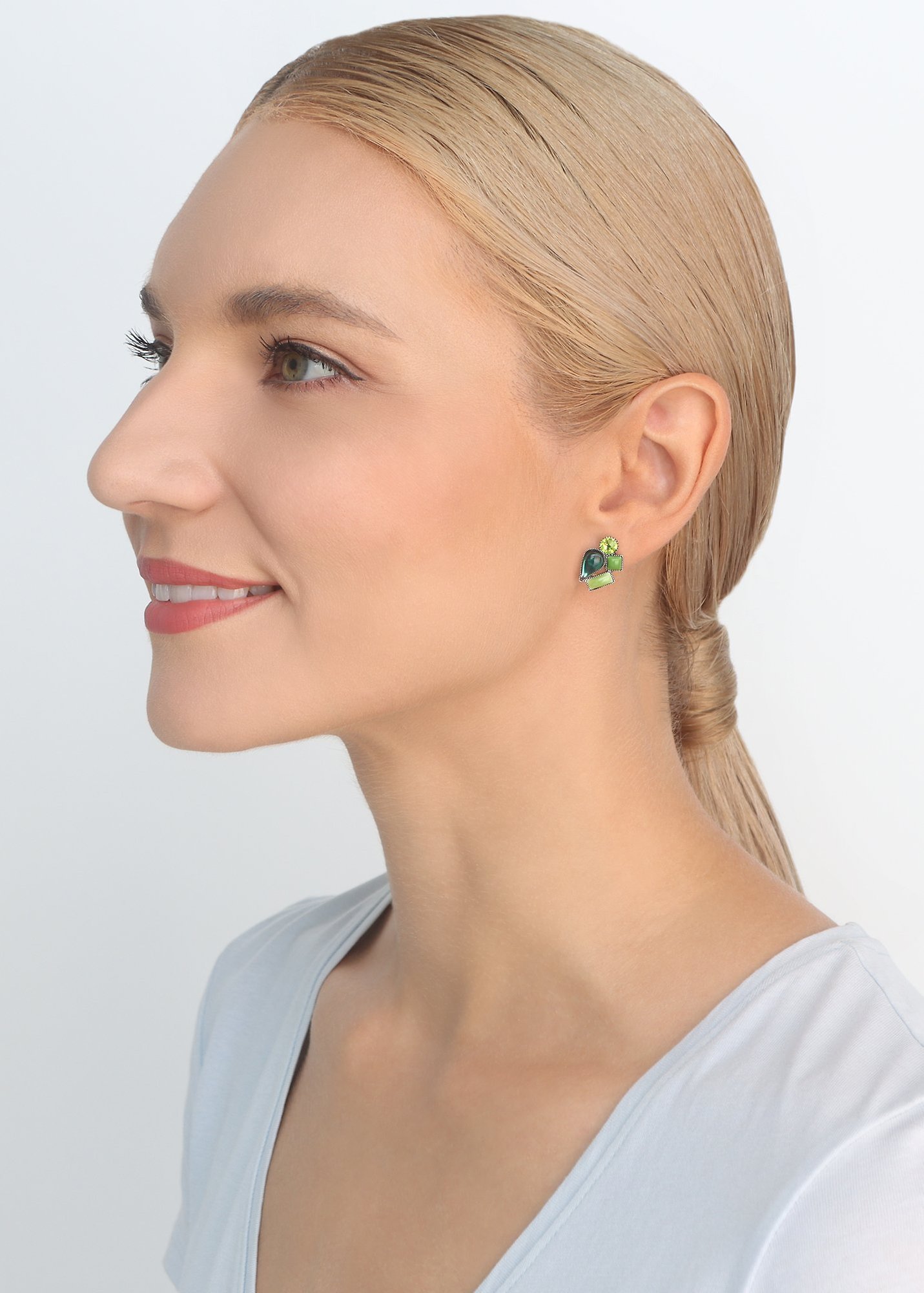 image for Earring Stud Afternoon Bling Green  