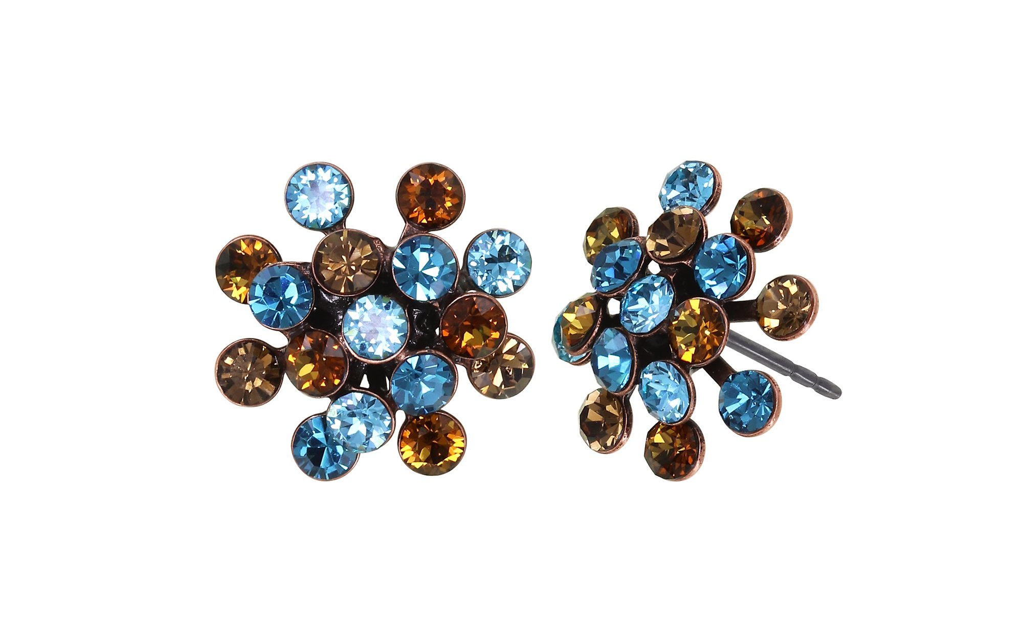 image for Earring stud Magic Fireball Blue / Brown  mini