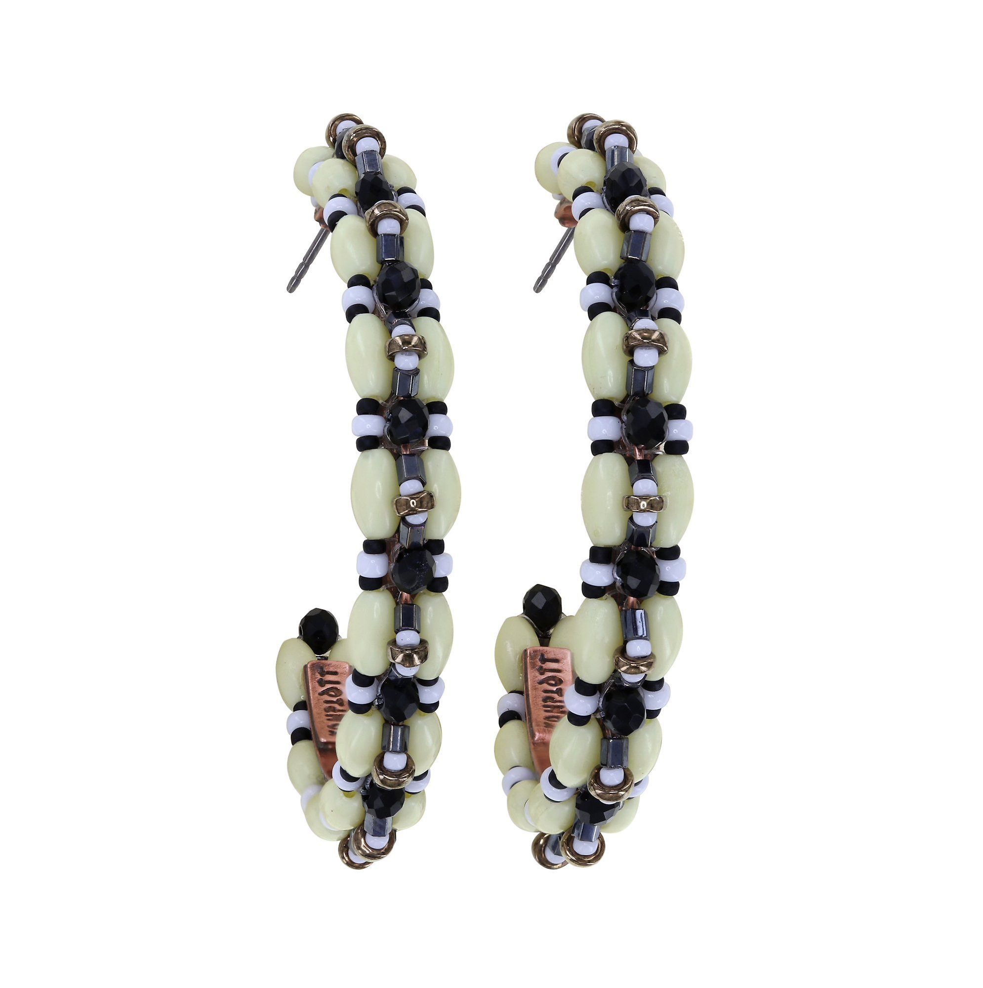 image for Creole Earrings African Kiss Black / White  