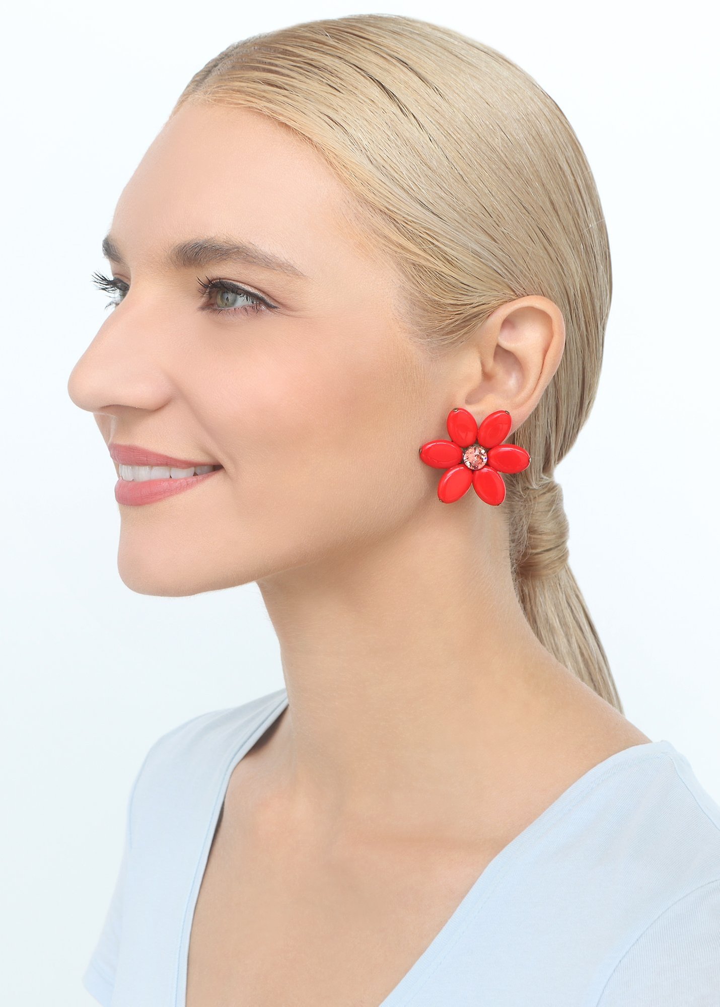 image for Earring Clip Daisy Dance Red / Orange  