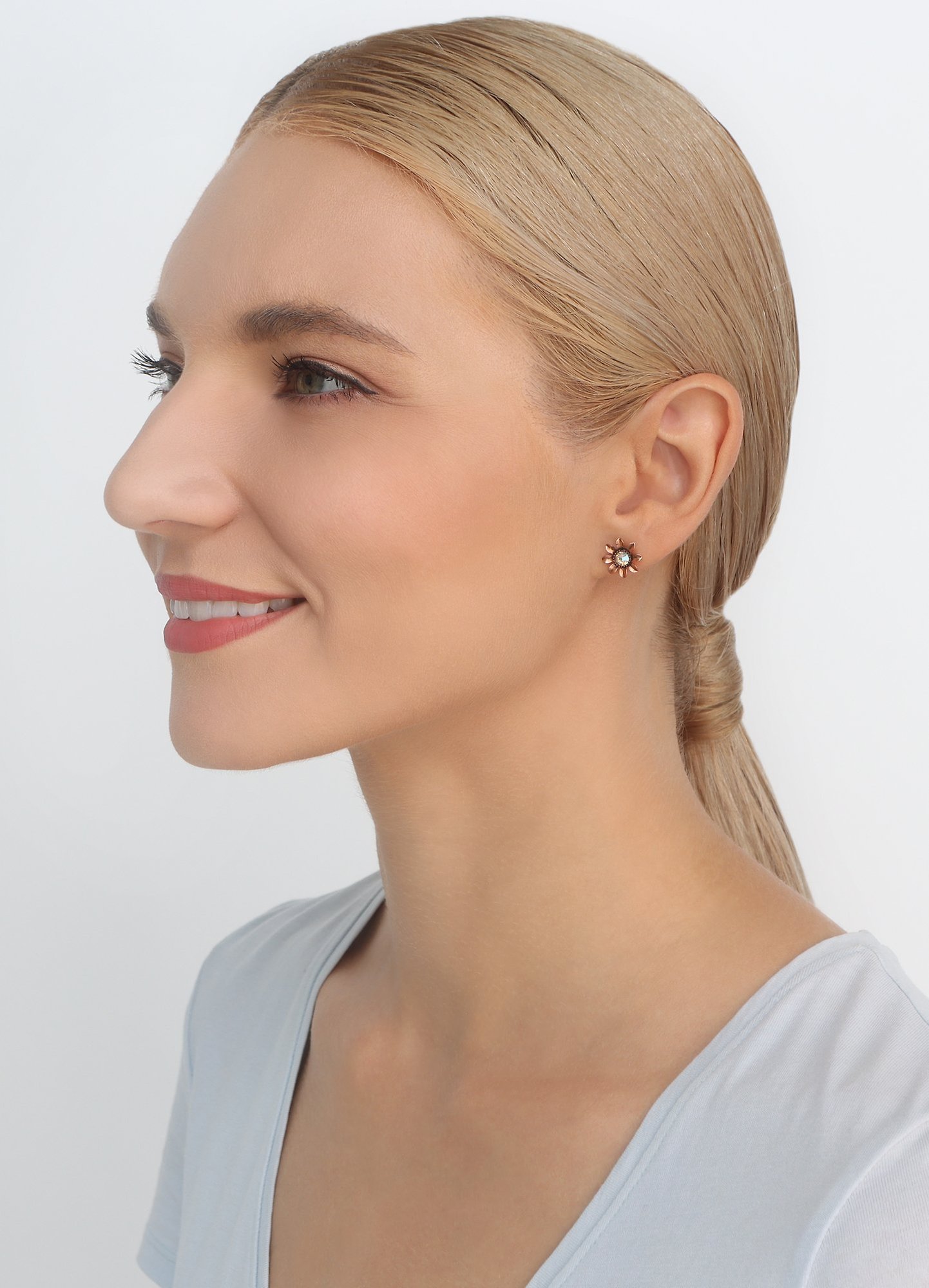 image pour Clou d'oreille Love, Shine and Flowers Rose  