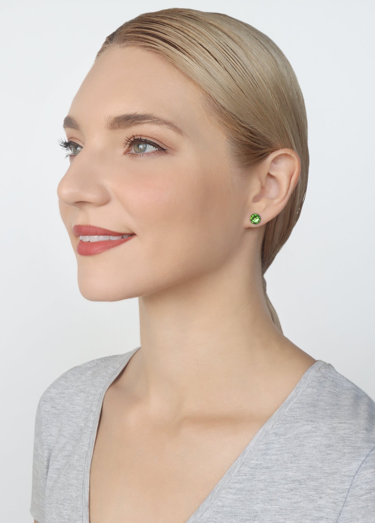 image for Earring Stud-Flat Black Jack Green Fern Green SS 34