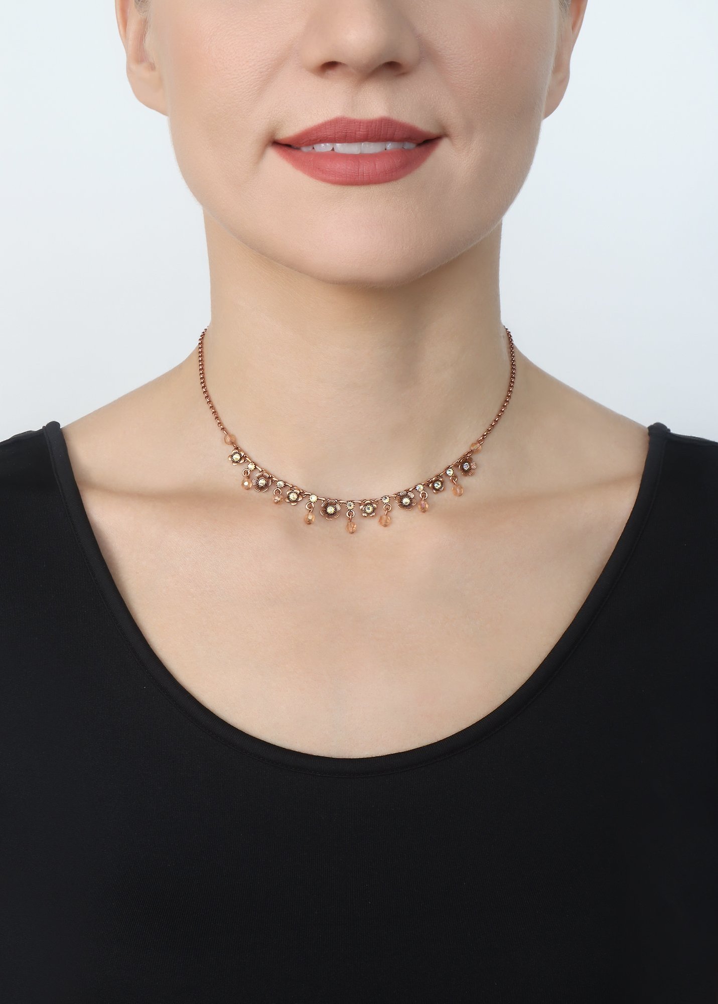 image for Necklace Love, Shine and Flowers Pink  