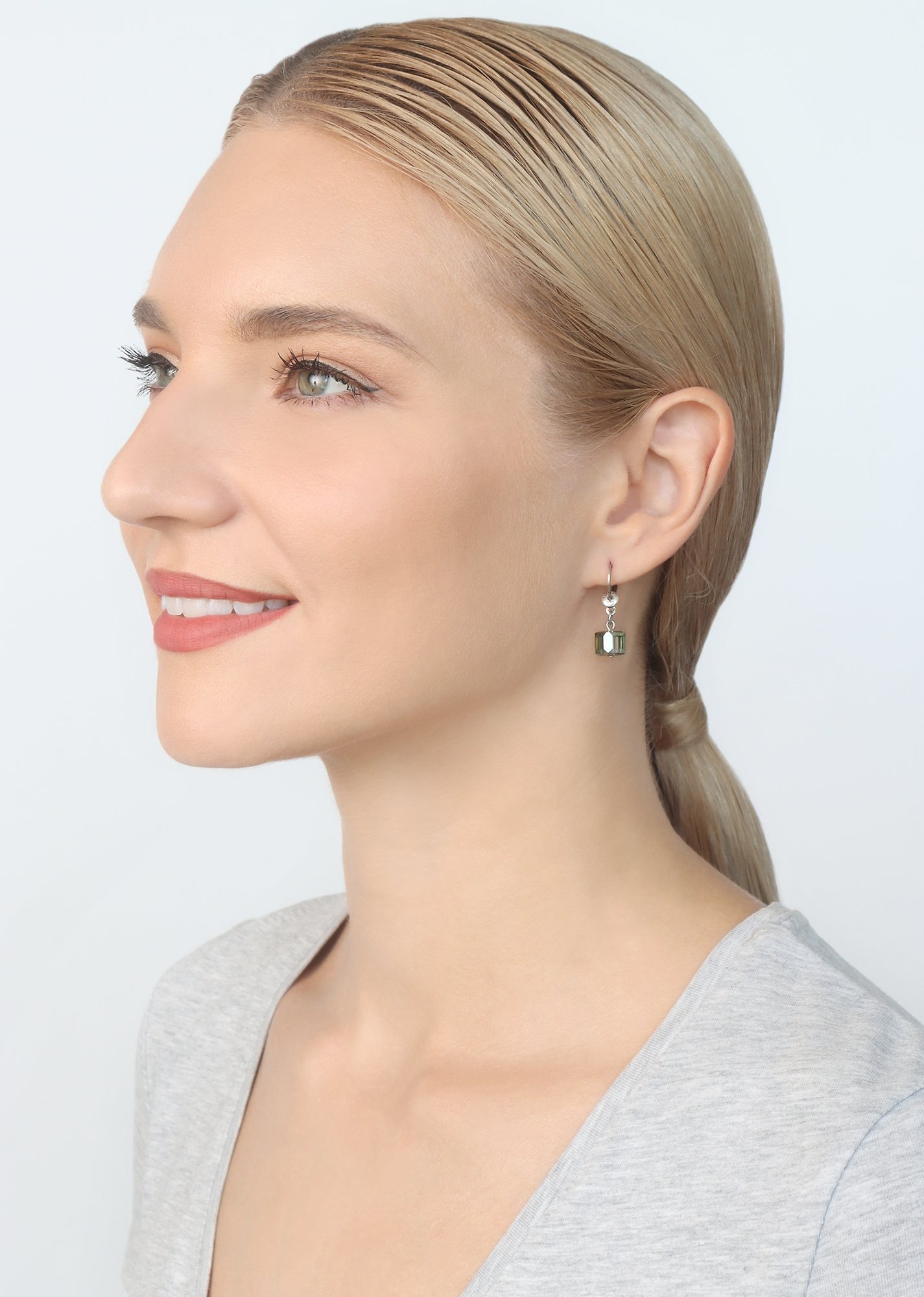 image for Earring Dangling Cubes Grey greige 