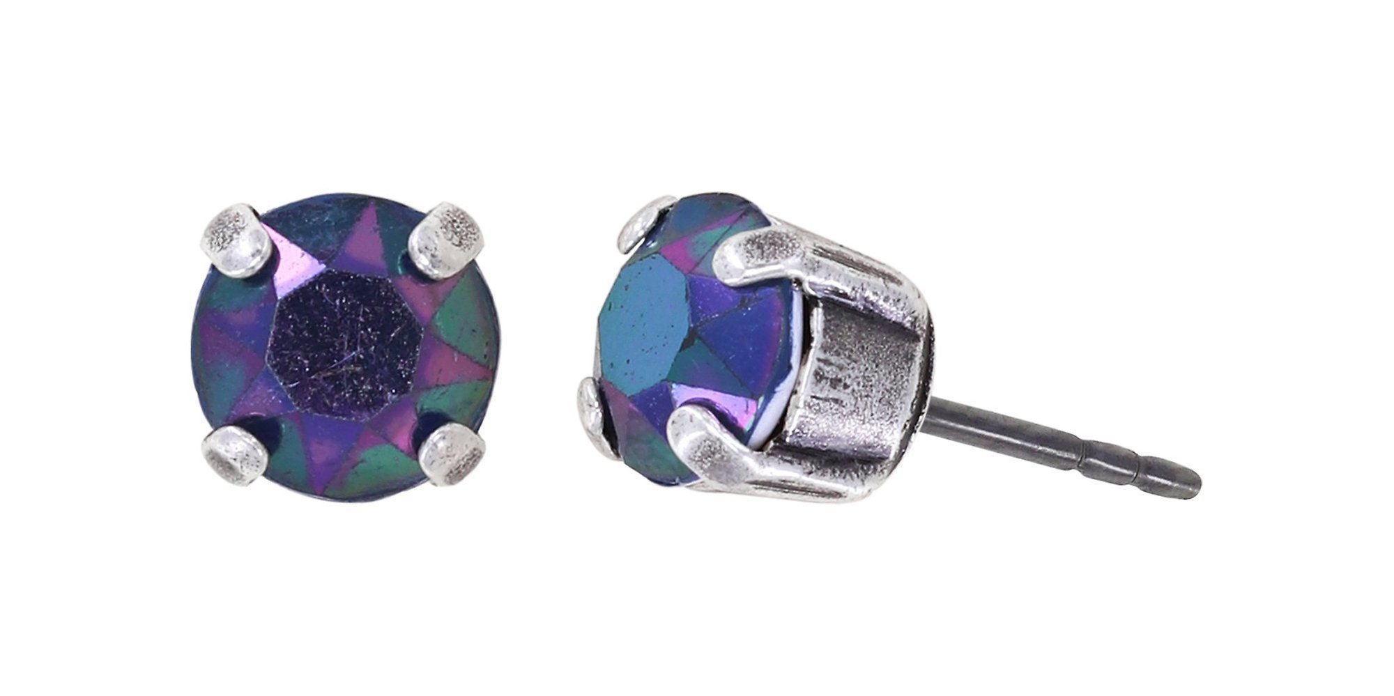 image for Earring Stud Black Jack Blue crystal ghost light SS 29