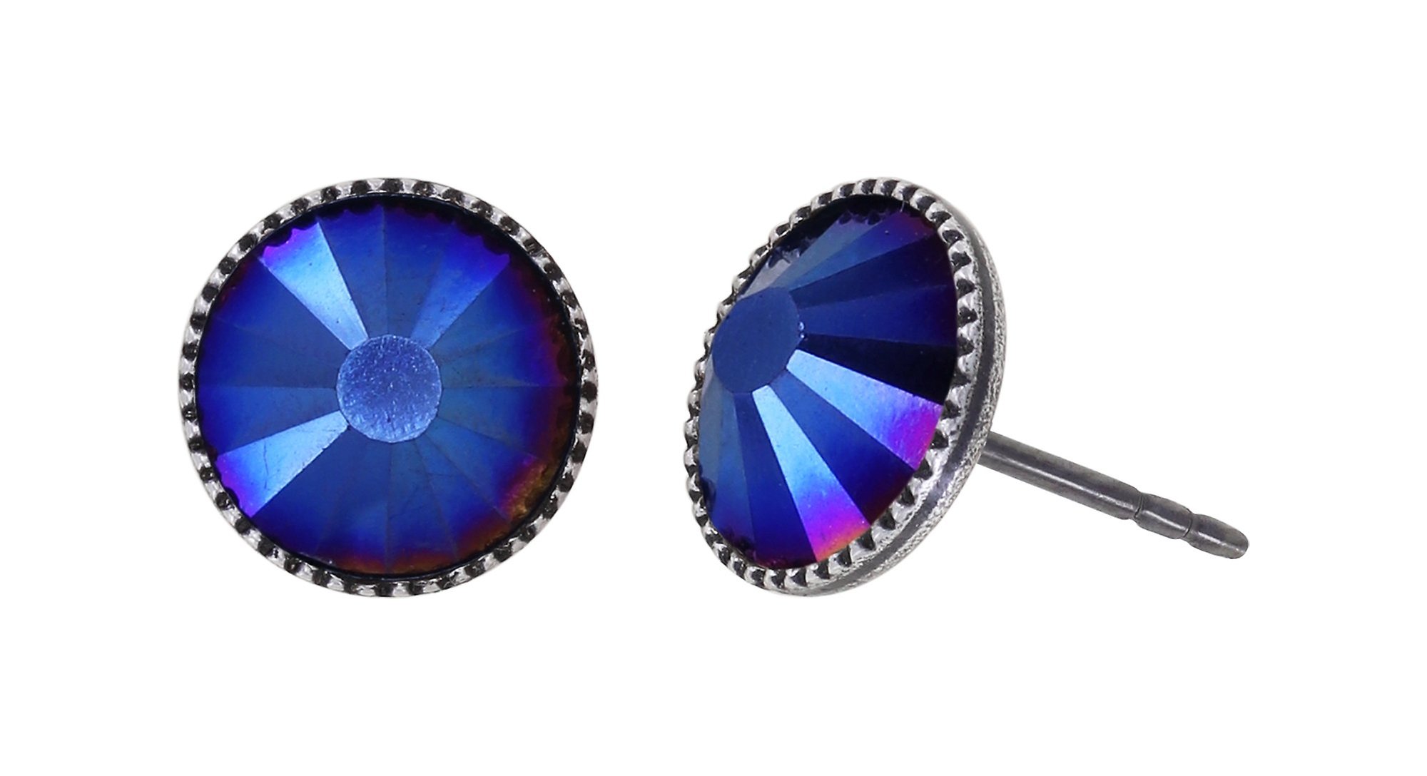 image pour Clou d'oreille plat Black Jack Bleu Foncé mine blue SS 40
